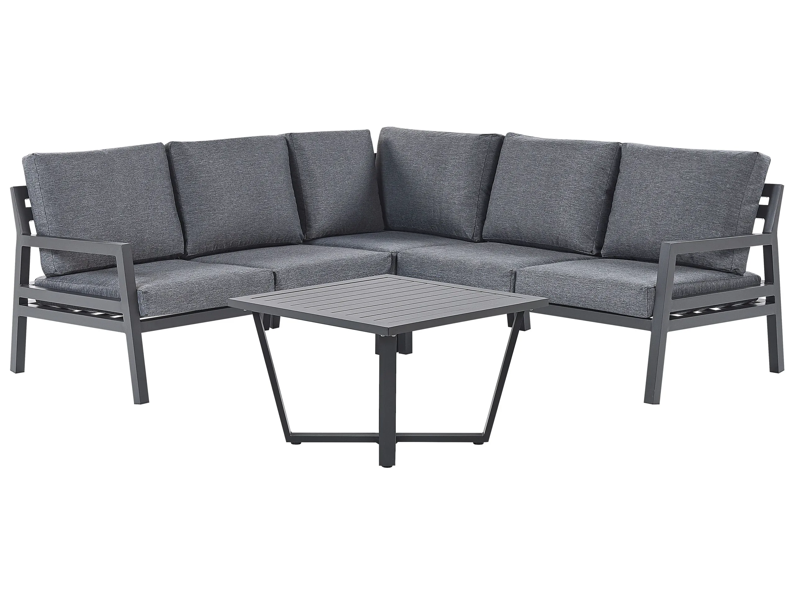 Conjunto esquinero de jardín 5 plazas VIZZINI Metal Gris
