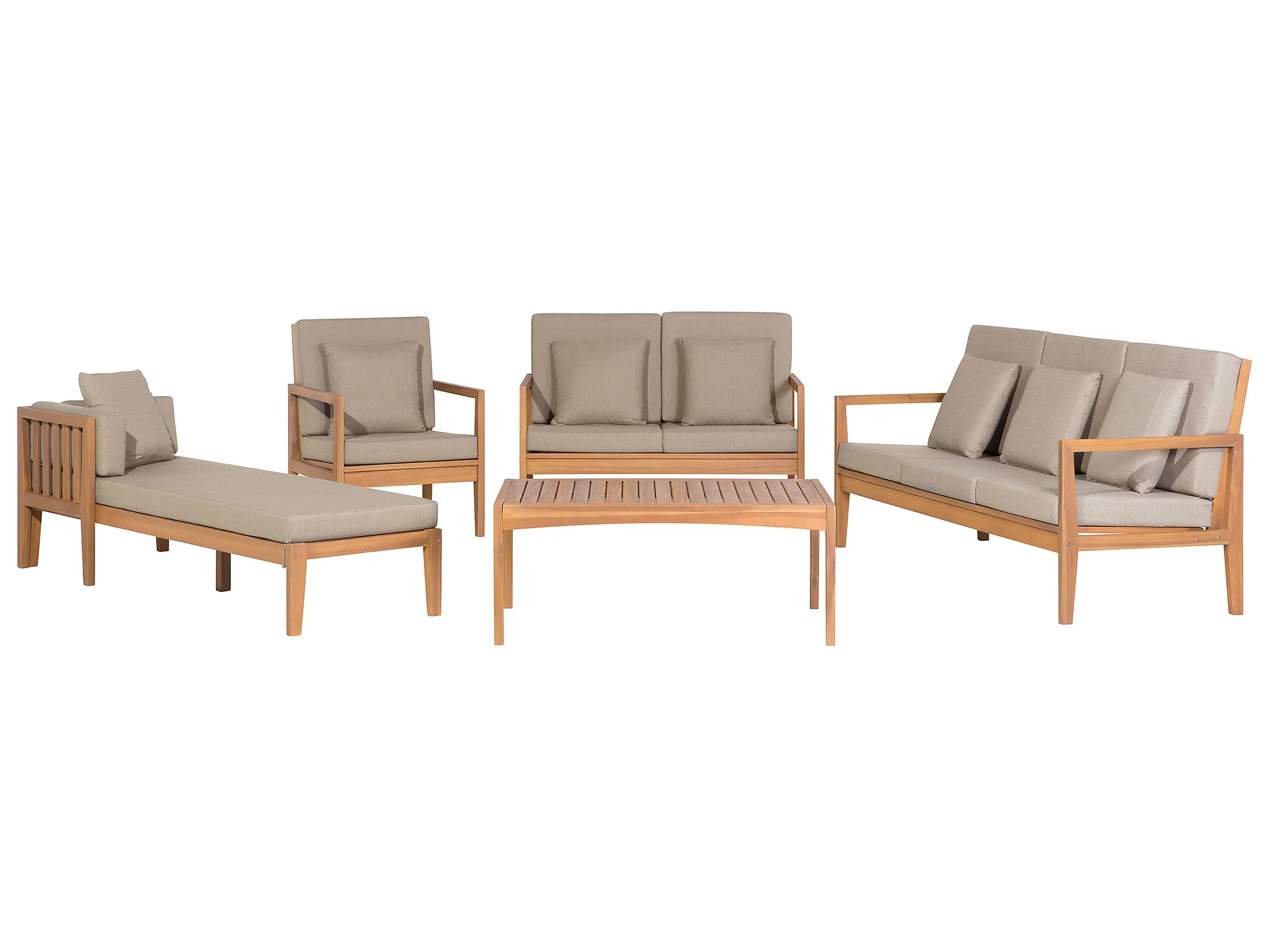 Conjunto de jardín con mesa 7 plazas PATAJA Madera de acacia certificada Marrón claro