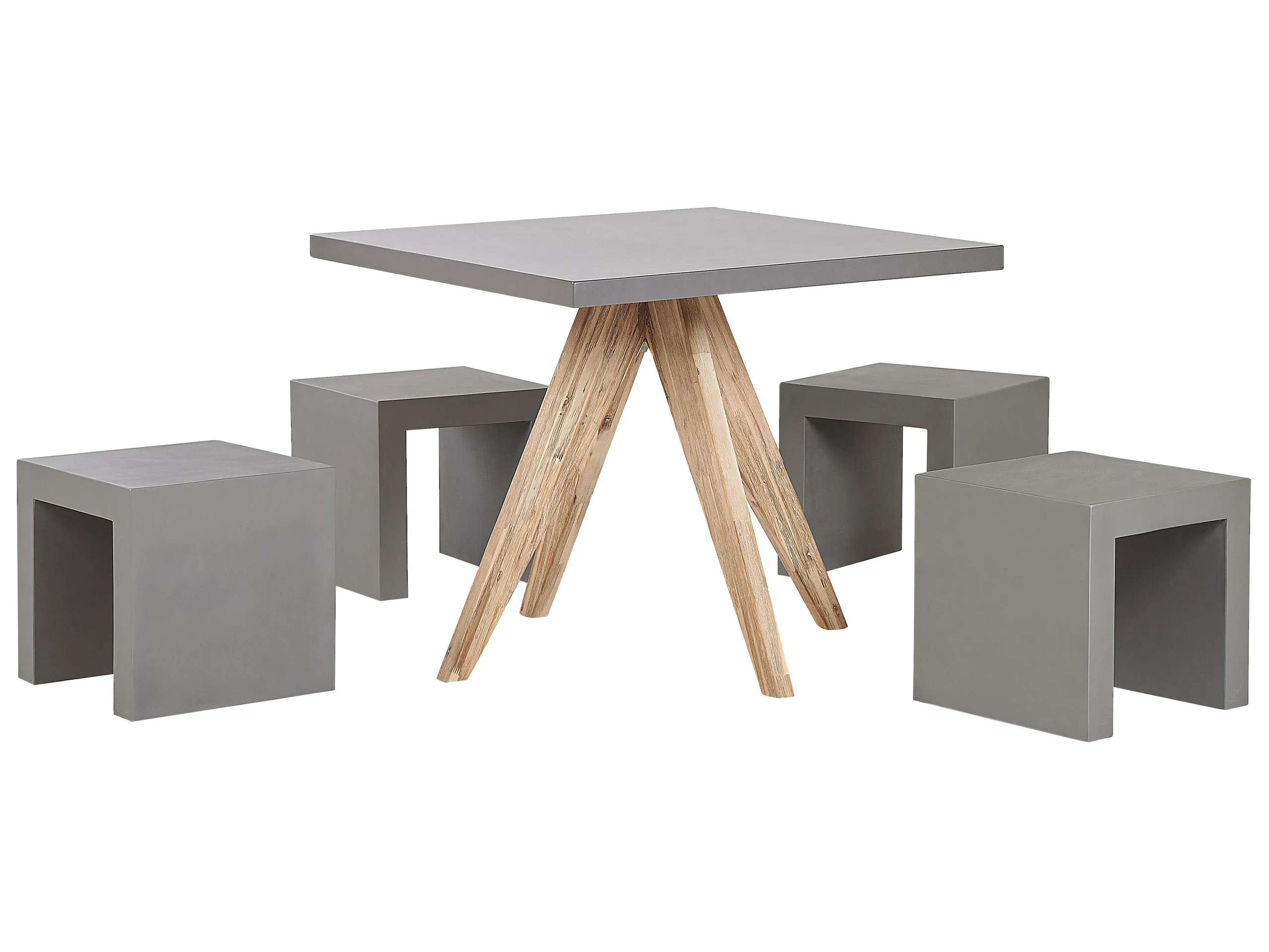 Conjunto de comedor exterior con taburetes 4 plazas OLBIA/TARANTO Cemento Gris