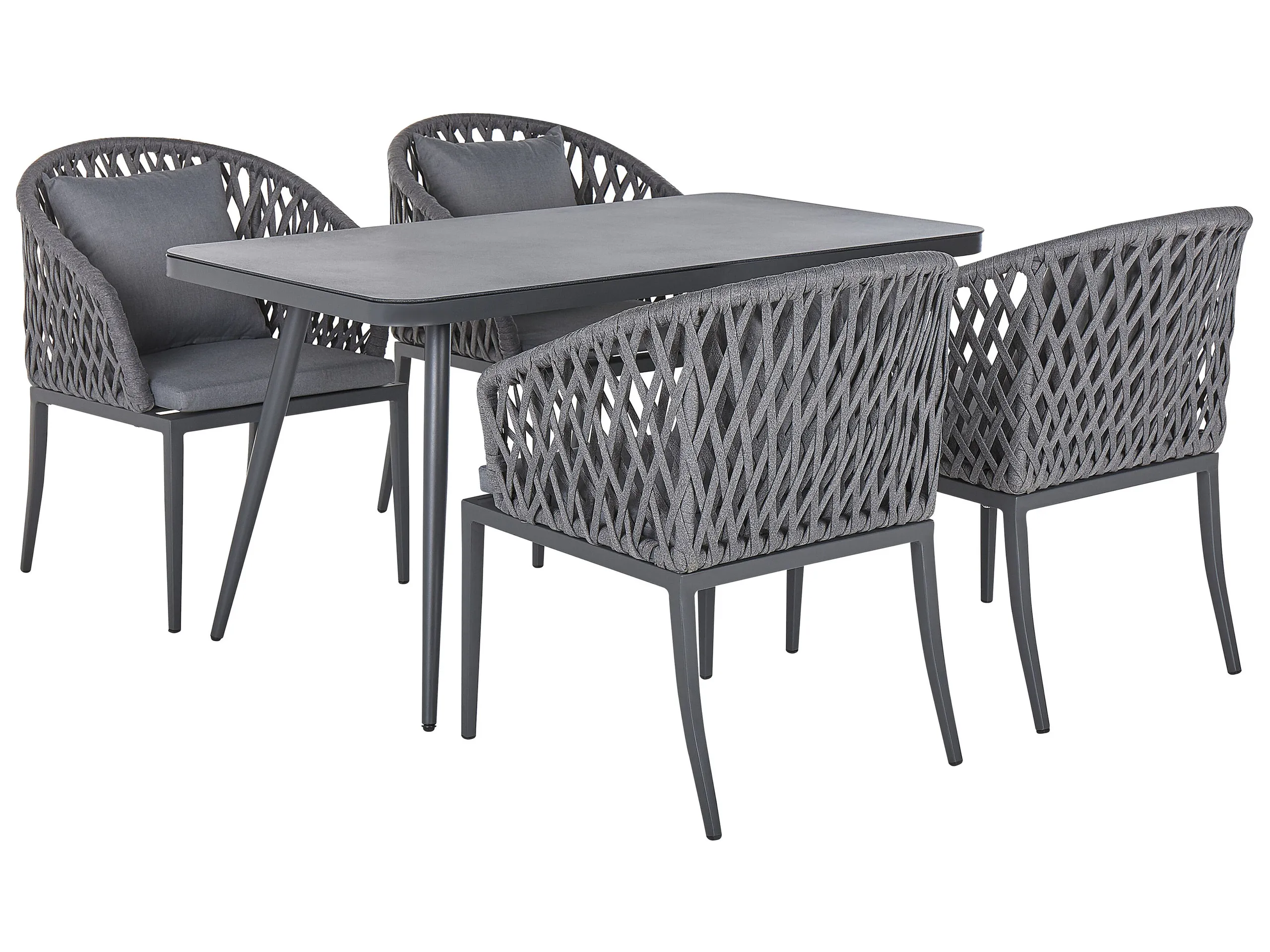Conjunto de comedor exterior 4 plazas LIPARI con cojines Metal Gris