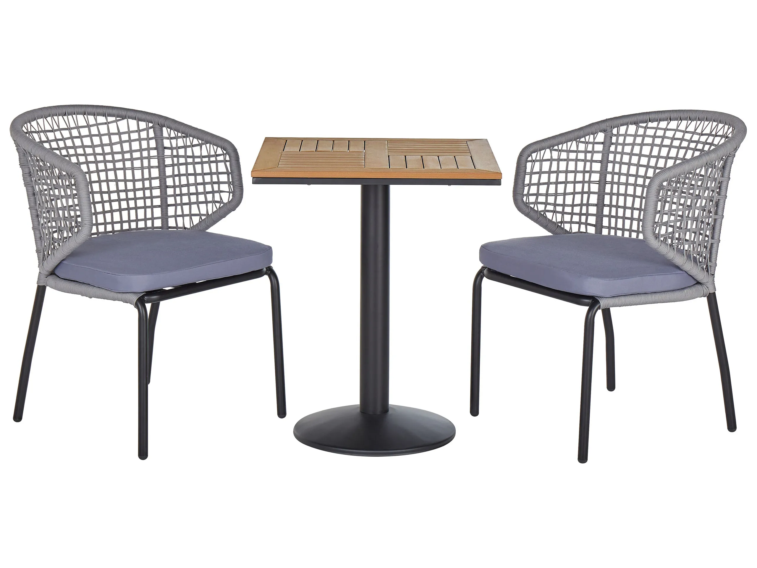 Bistro Set with Cushions PALMI Metal Grey