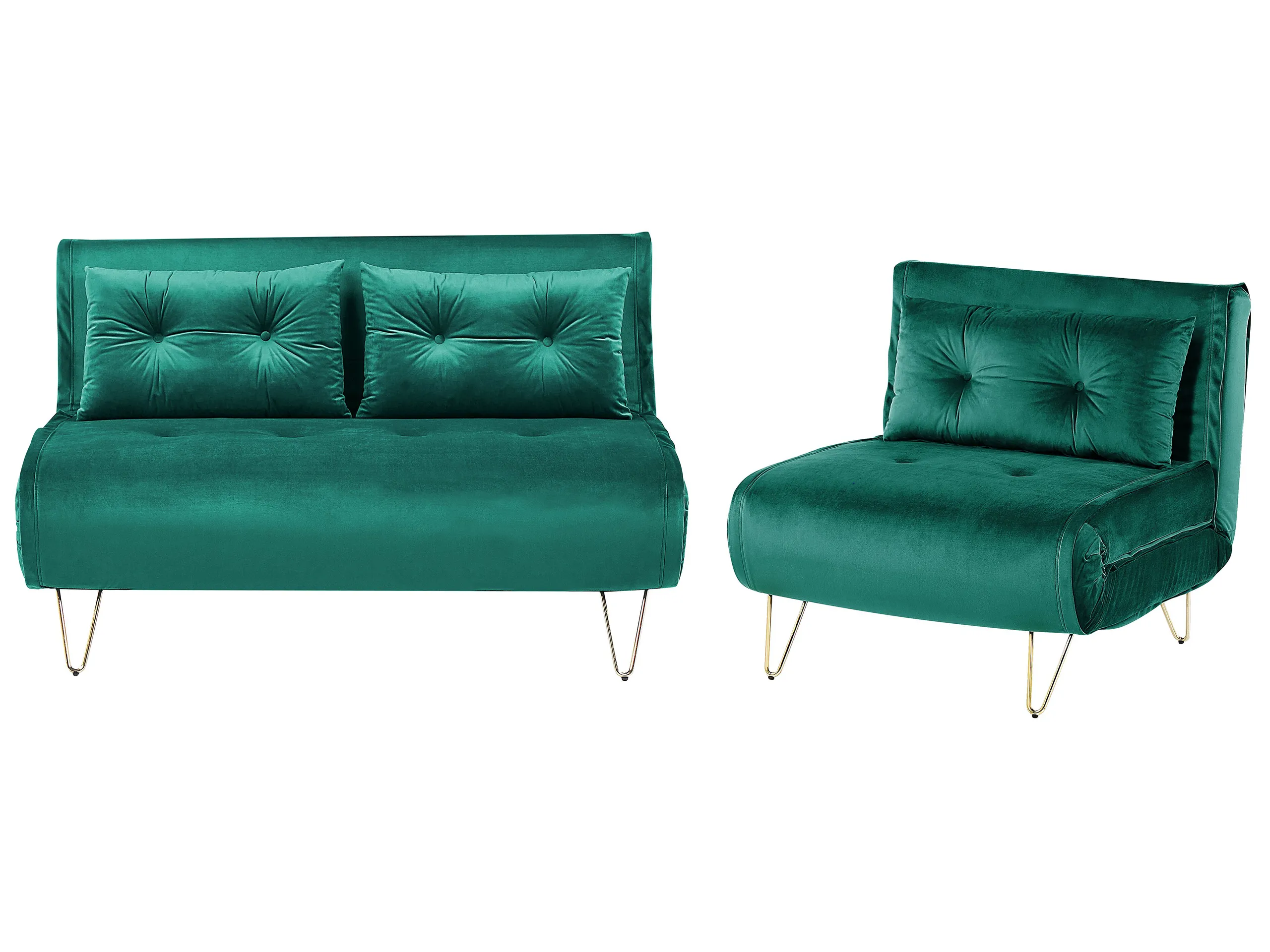 Conjunto de sala de estar 3 plazas VESTFOLD Terciopelo Verde oscuro