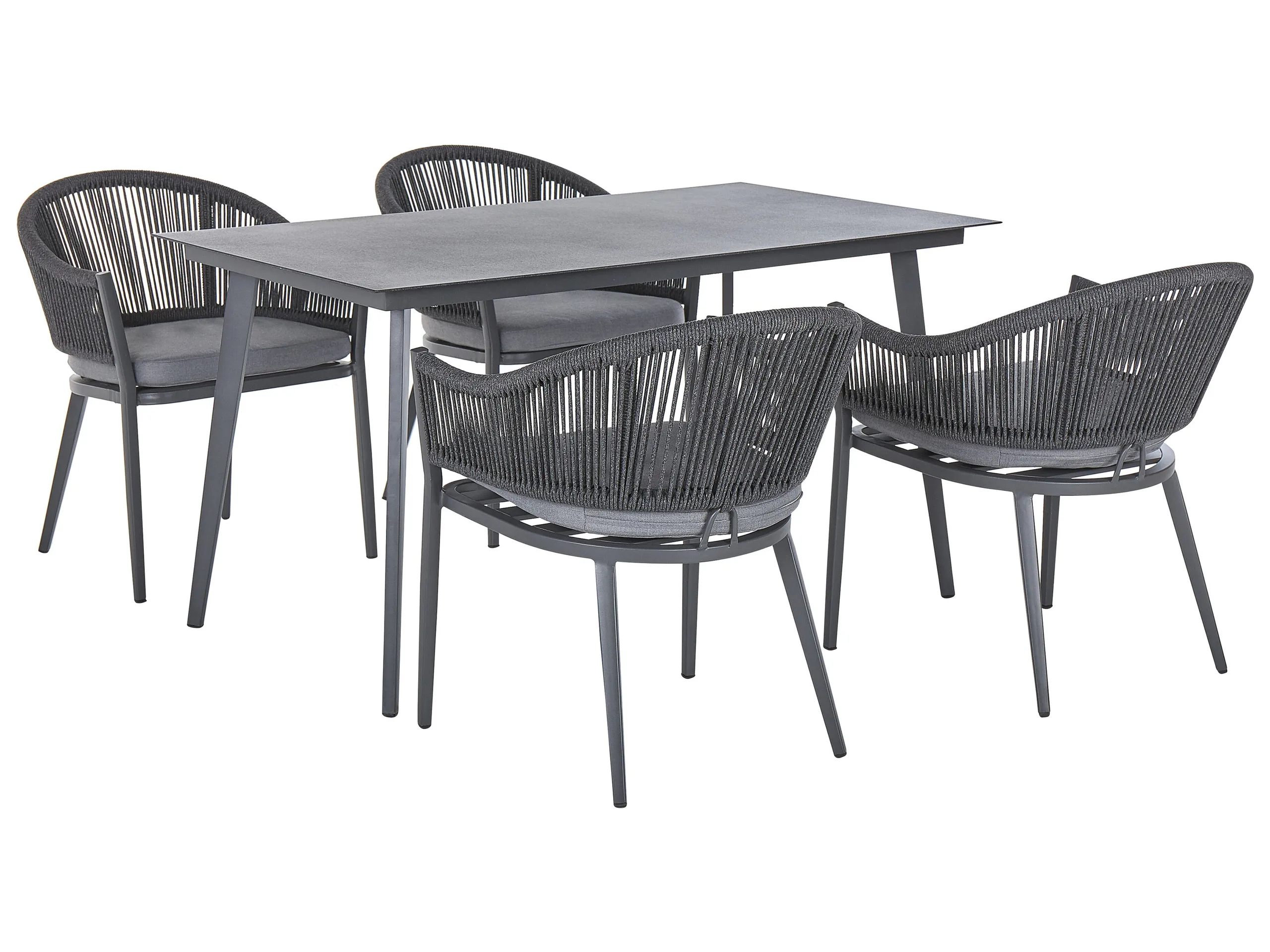 Conjunto de comedor exterior 4 plazas MILETO con cojines Metal Gris