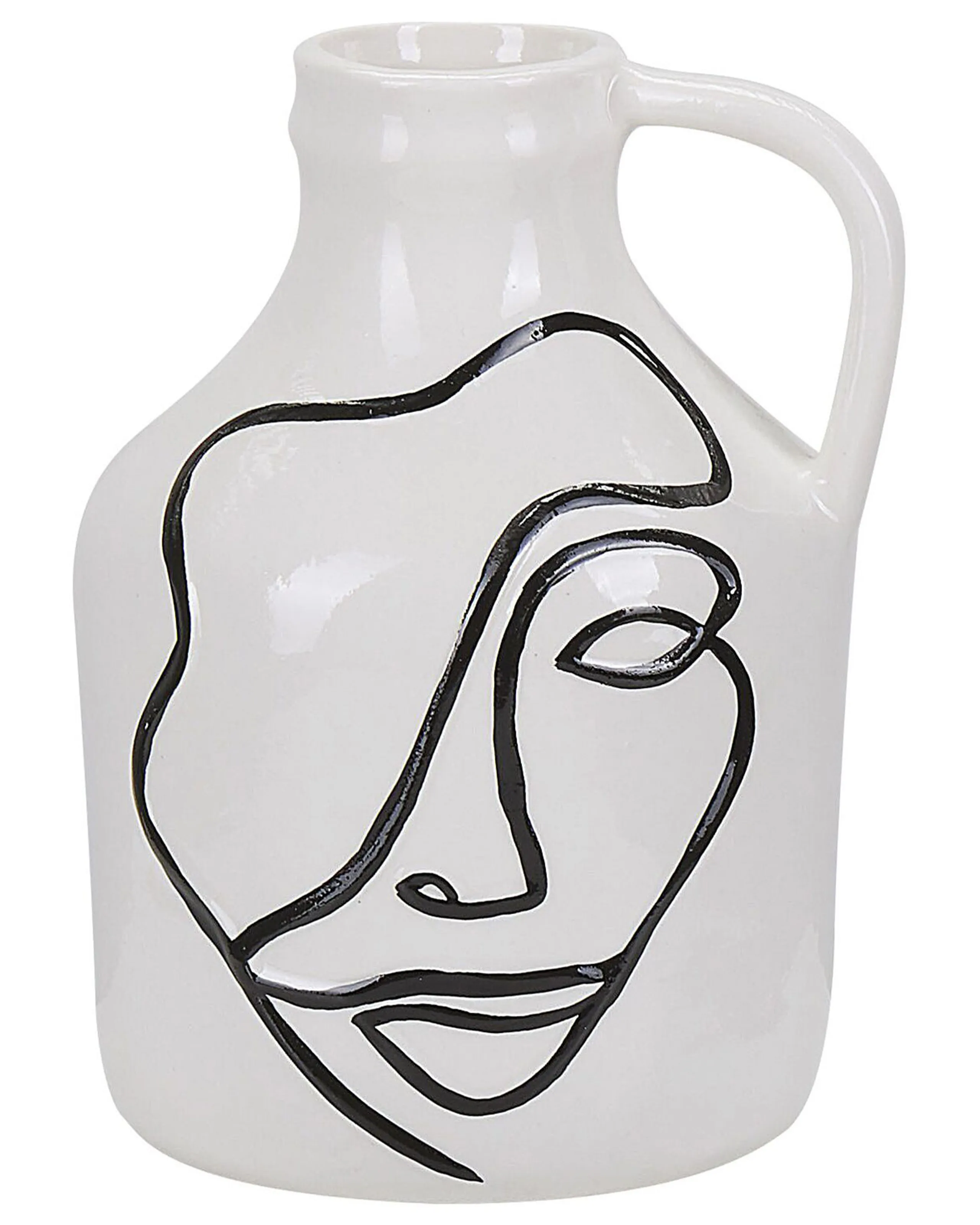 Jarrón para flores AGRINION Gres 19 cm Blanco