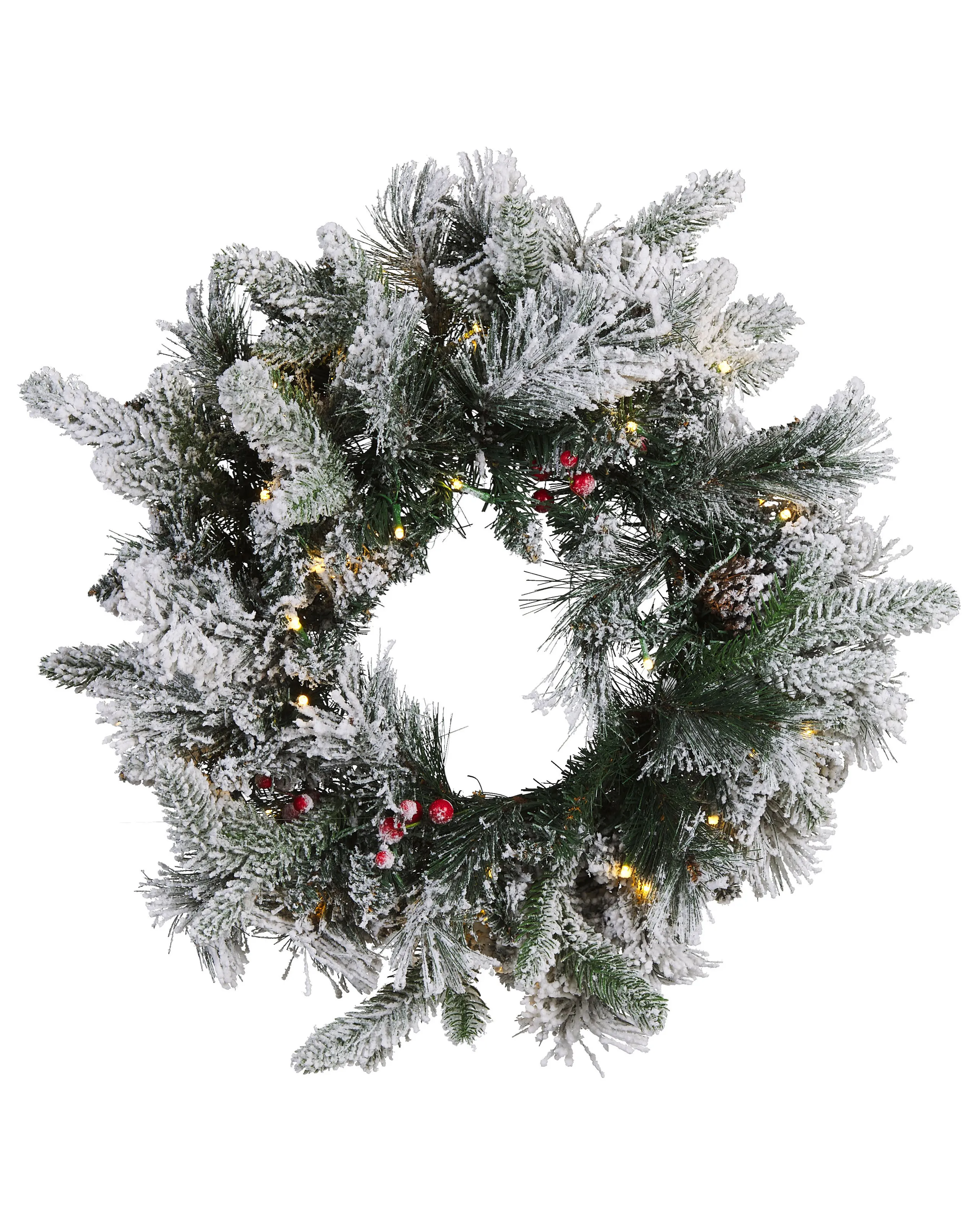 Corona de Navidad nevada LED WHITEHORN Blanco 55 cm