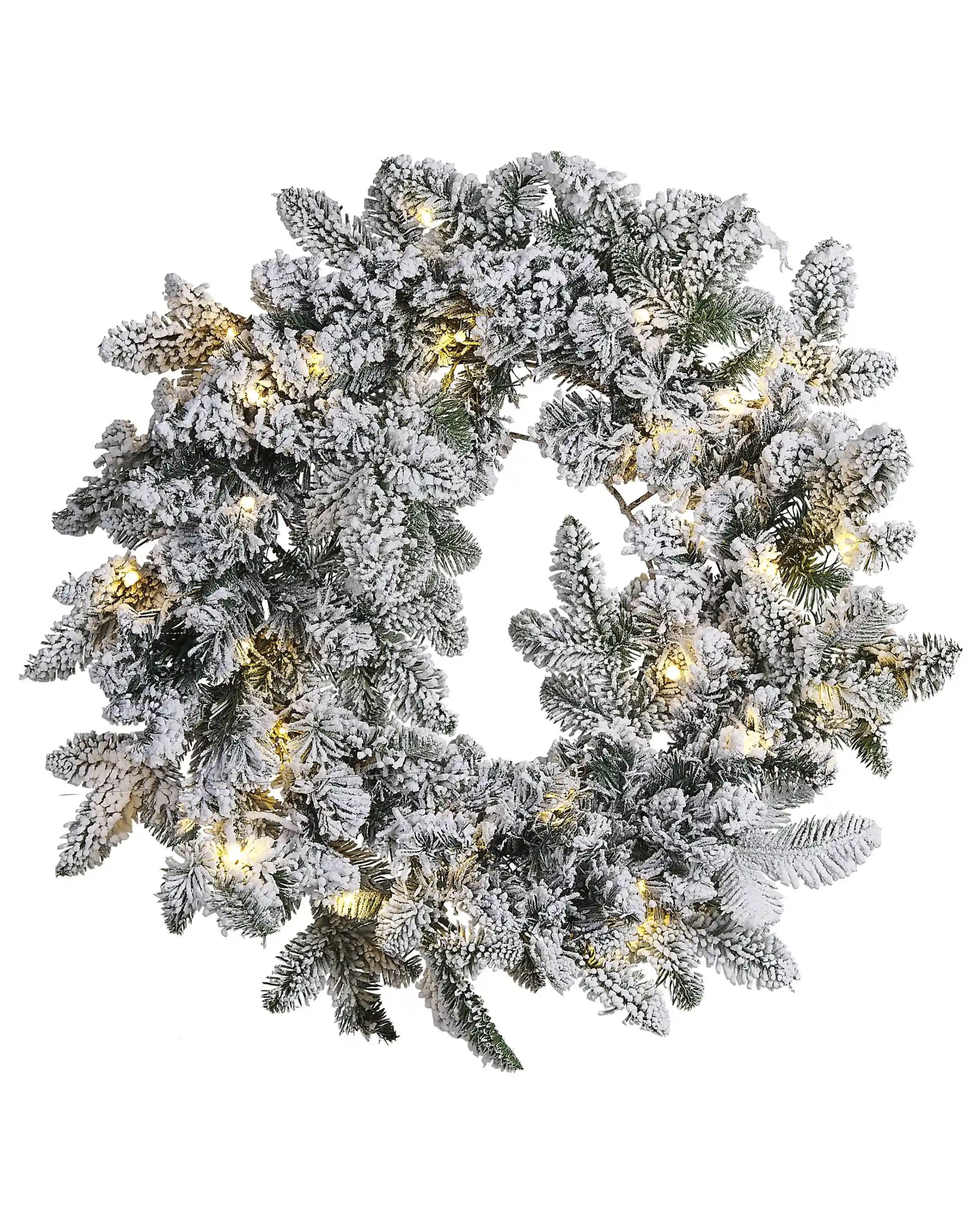 Corona de Navidad nevada LED SUNDO Blanco 70 cm