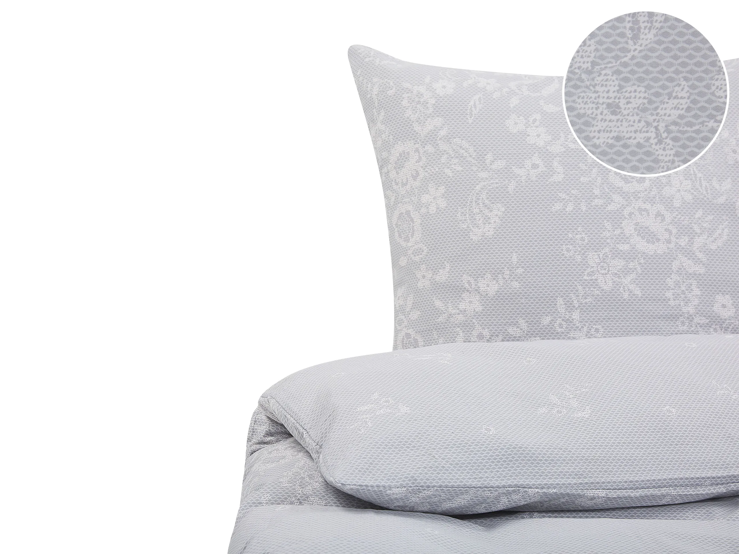 Duvet Cover Set MORNINGSIDE Sateen Cotton 155 x 220 cm Grey