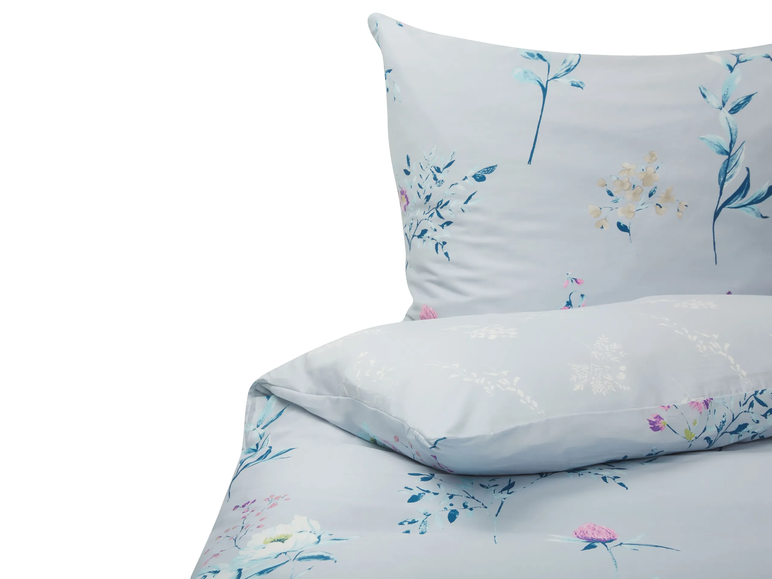 Duvet Cover Set EVERGREEN Sateen Cotton 200 x 220 cm Light Blue