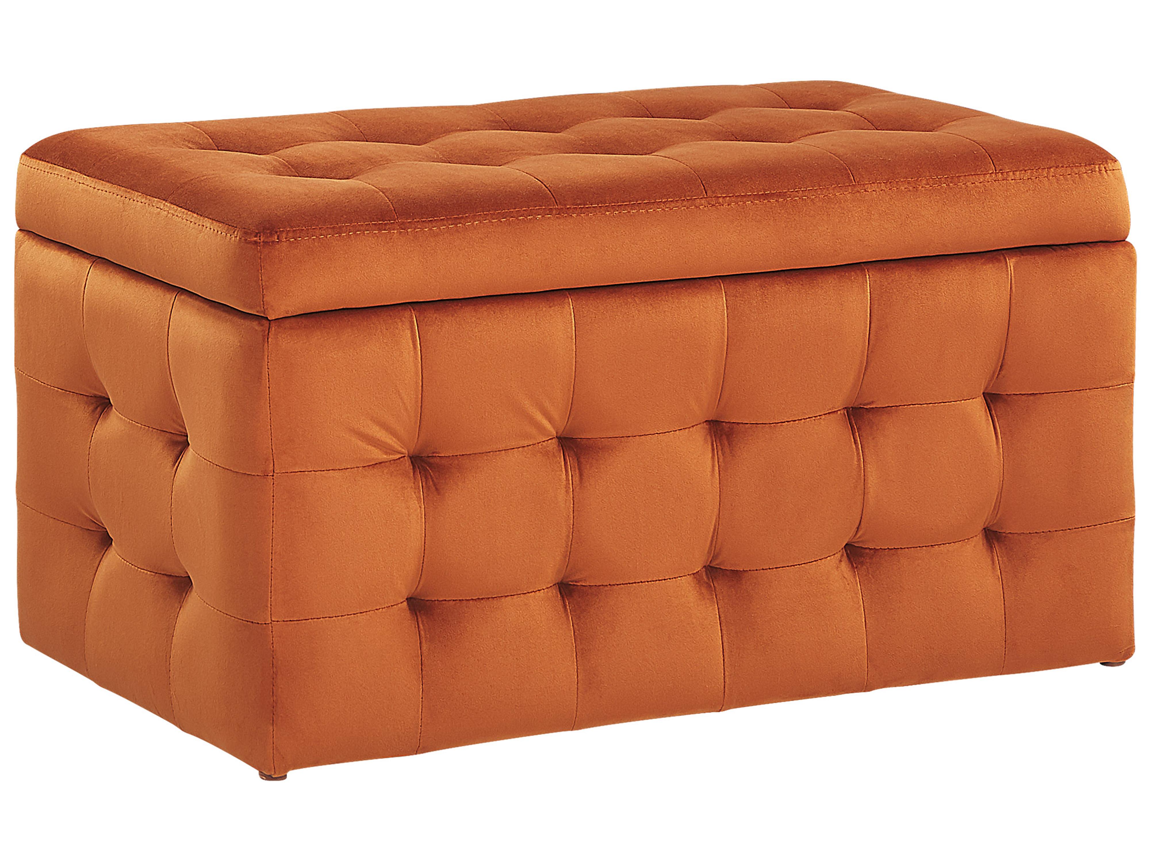 Otomana con almacenaje MICHIGAN Terciopelo Naranja