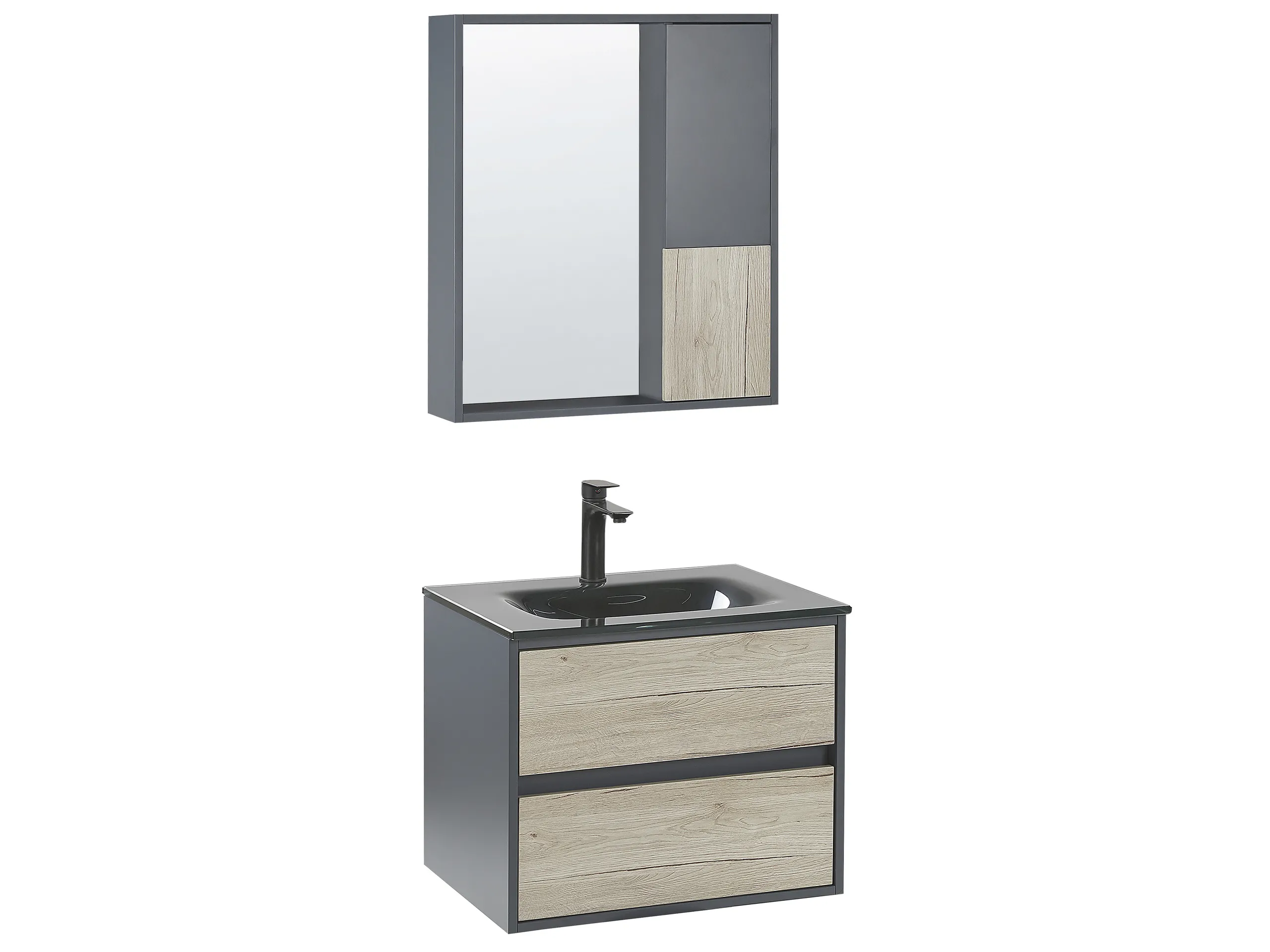 Conjunto de mueble de baño con espejo TERUEL Gris