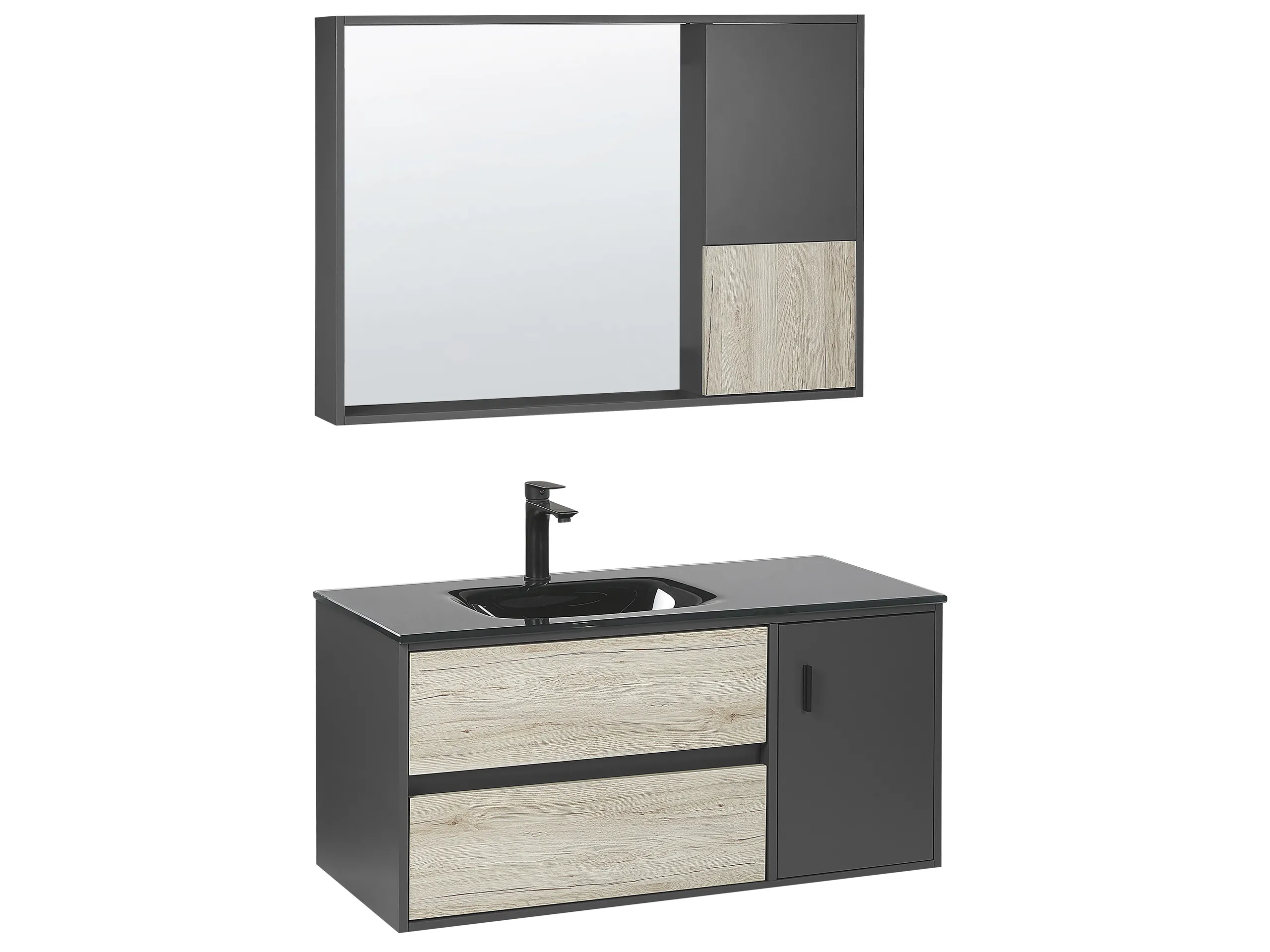 Conjunto de mueble de baño con espejo TERUEL Negro