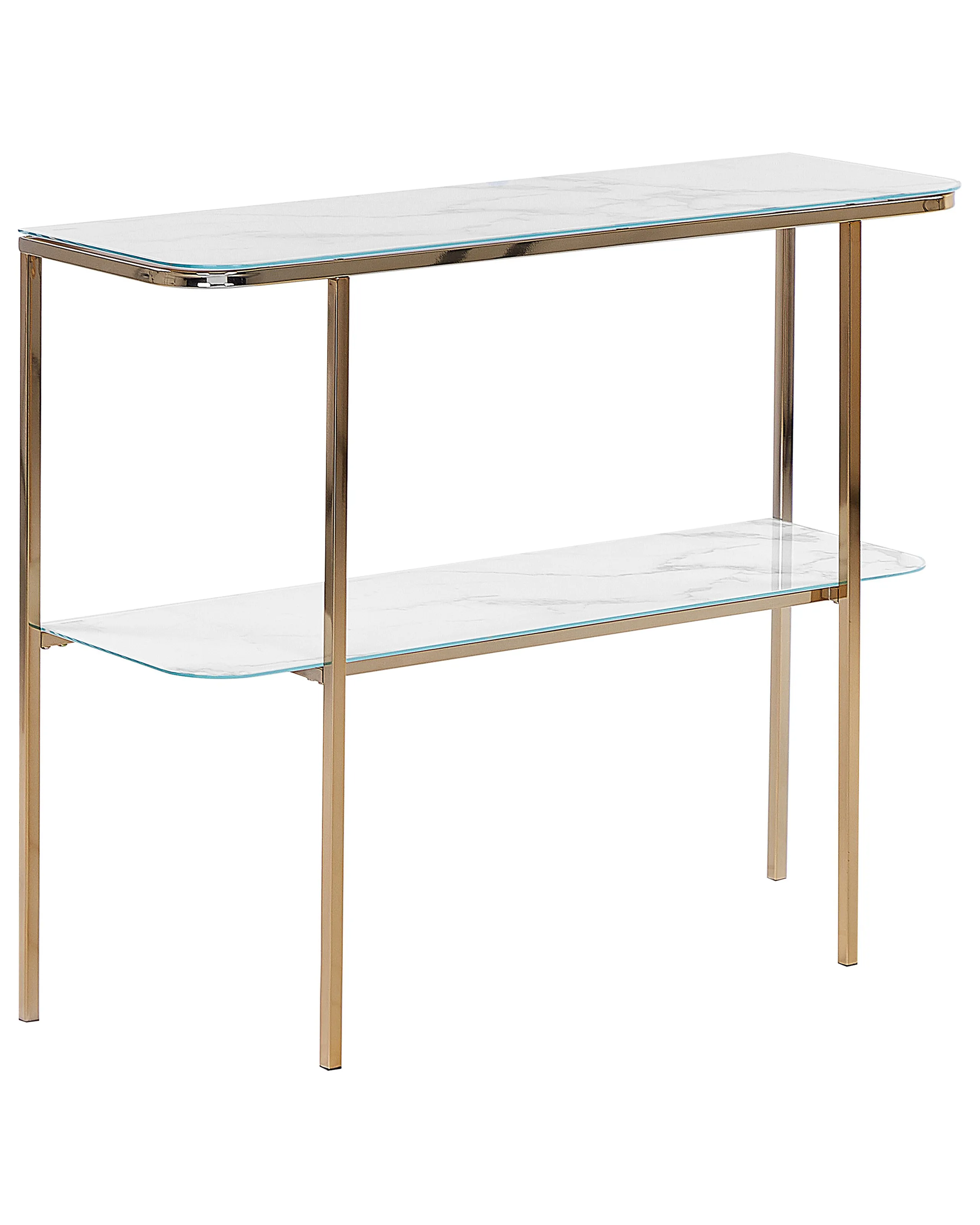 Console Table CALVERT Tempered Glass Marble/ Gold