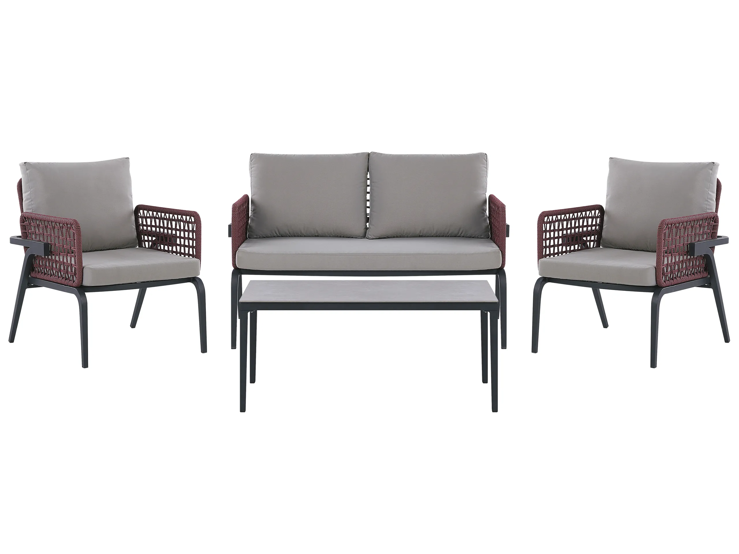 Conjunto de jardín con mesa 4 plazas SCIACCA Metal Gris