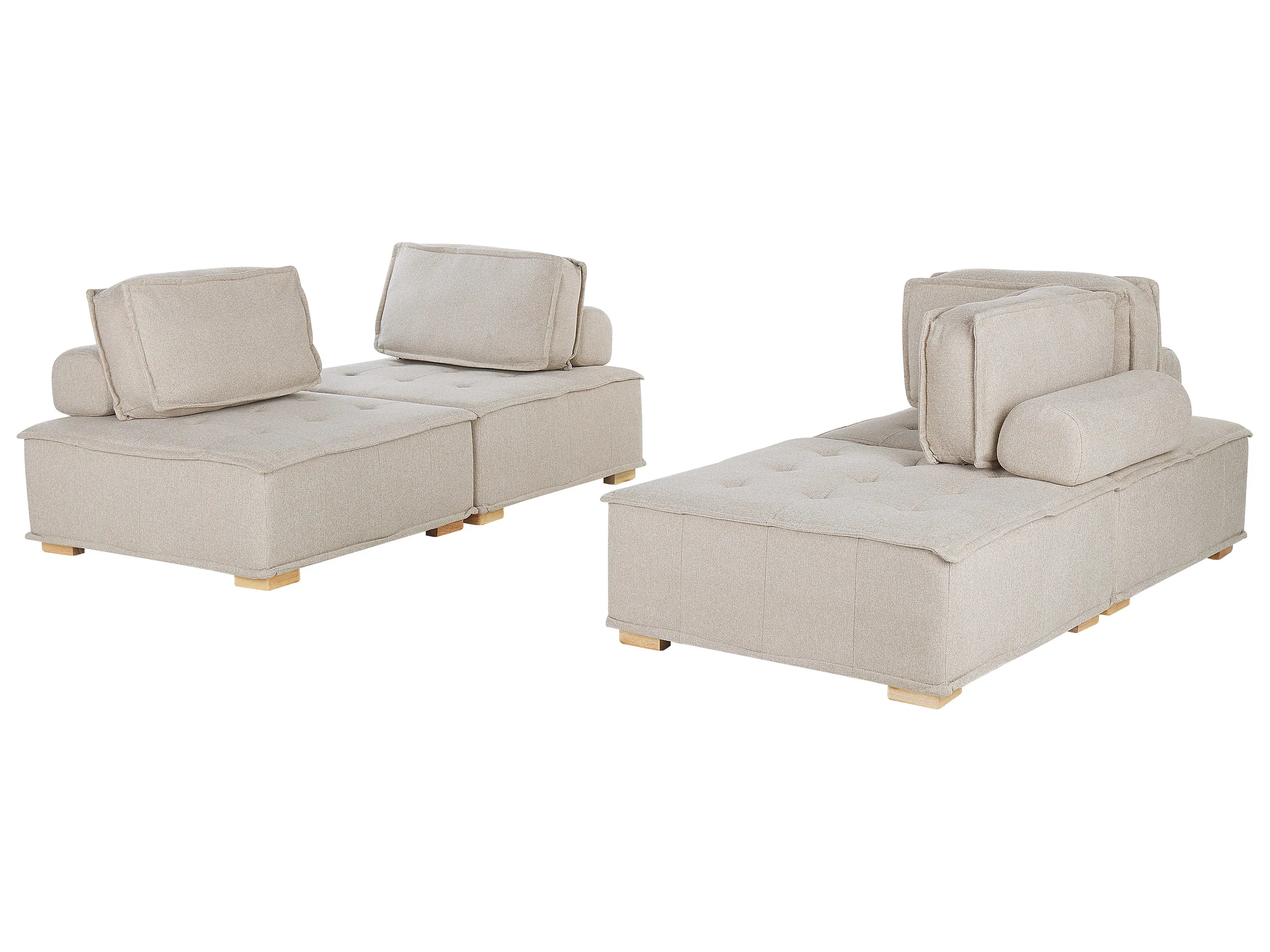 Conjunto de sala de estar modular 4 plazas TIBRO Tela Beige claro