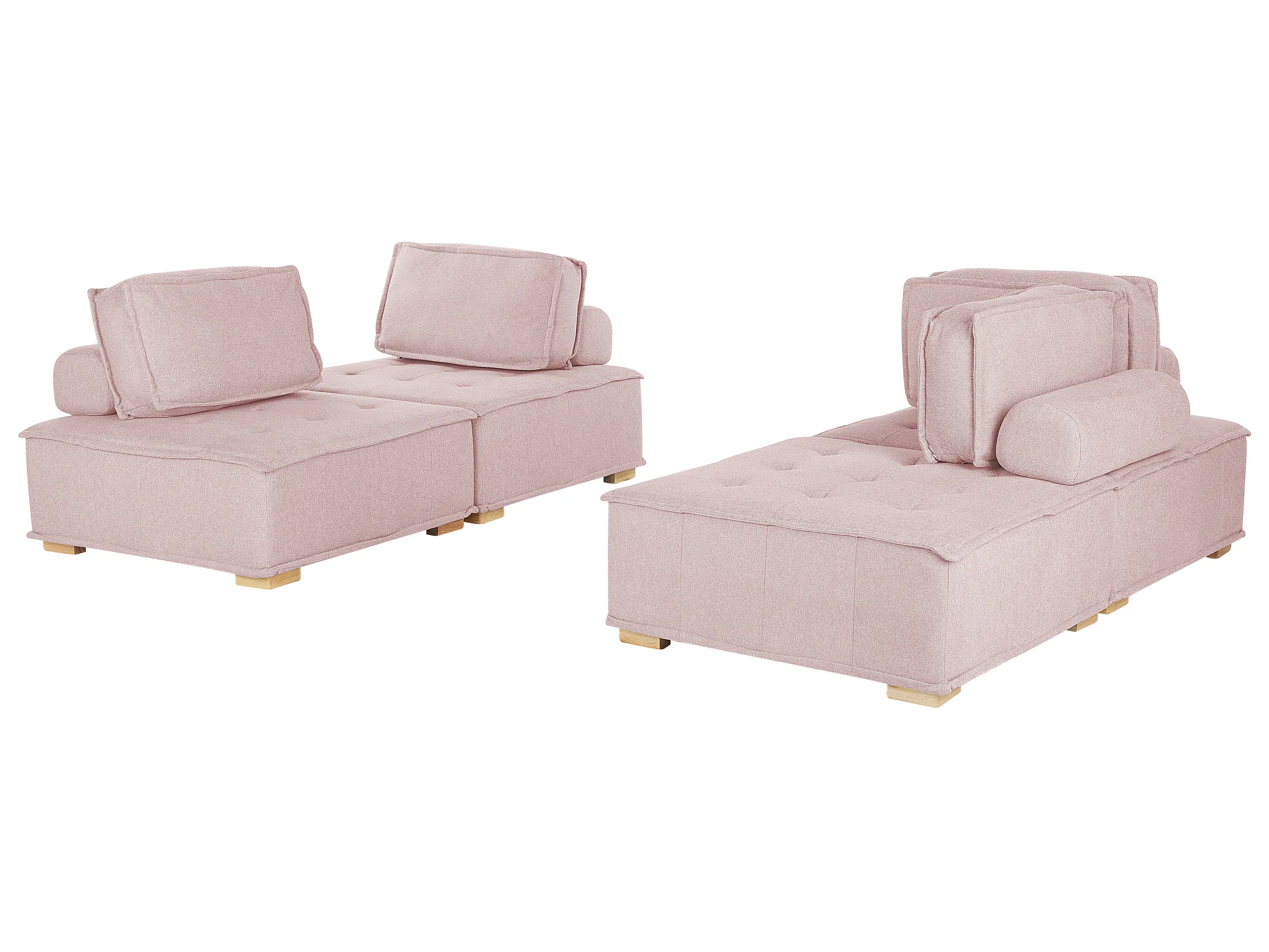 Conjunto de sala de estar modular 4 plazas TIBRO Tela Rosa