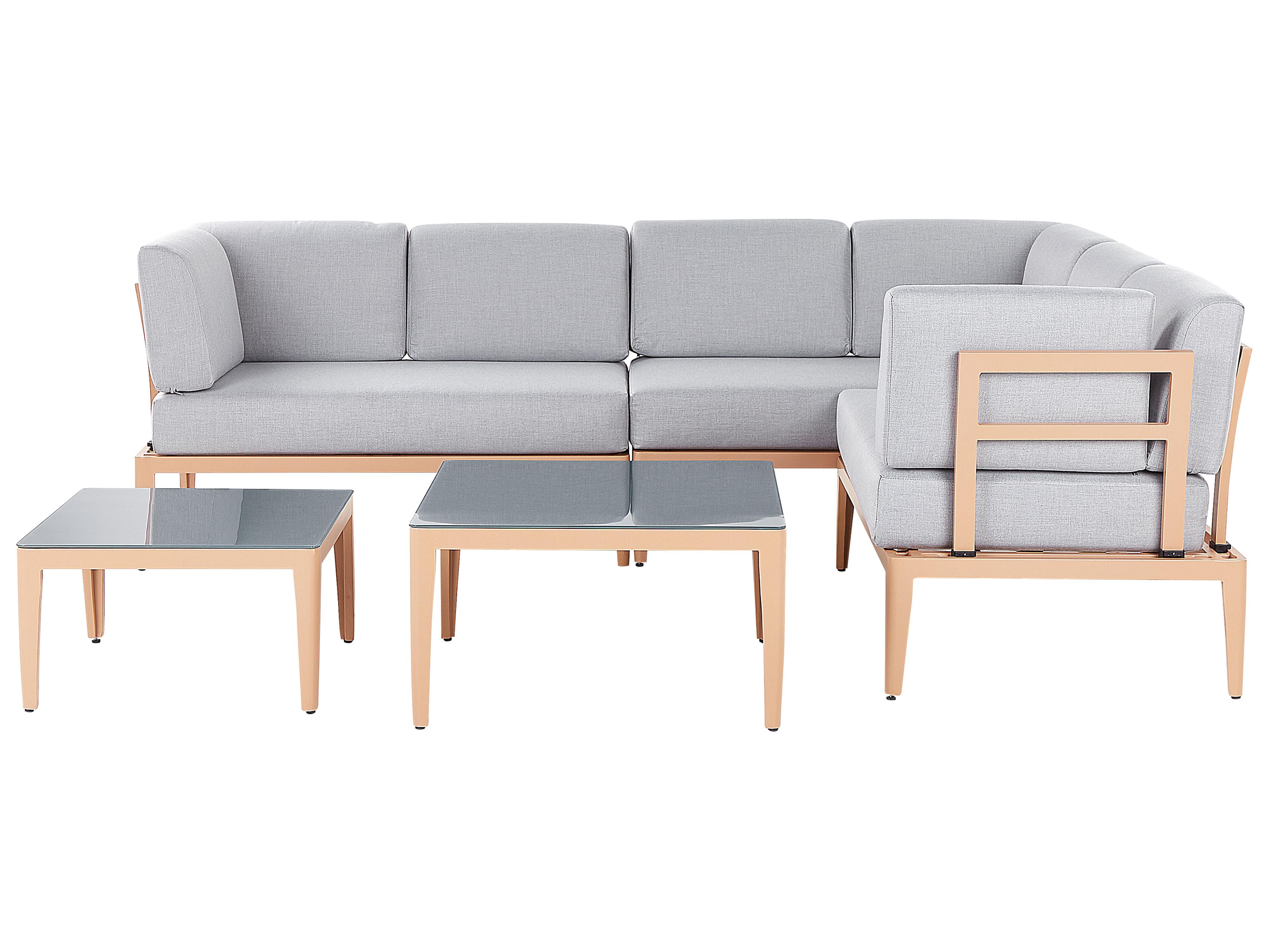 Conjunto esquinero de jardín 6 plazas RIMA III Izquierda modular Metal Gris