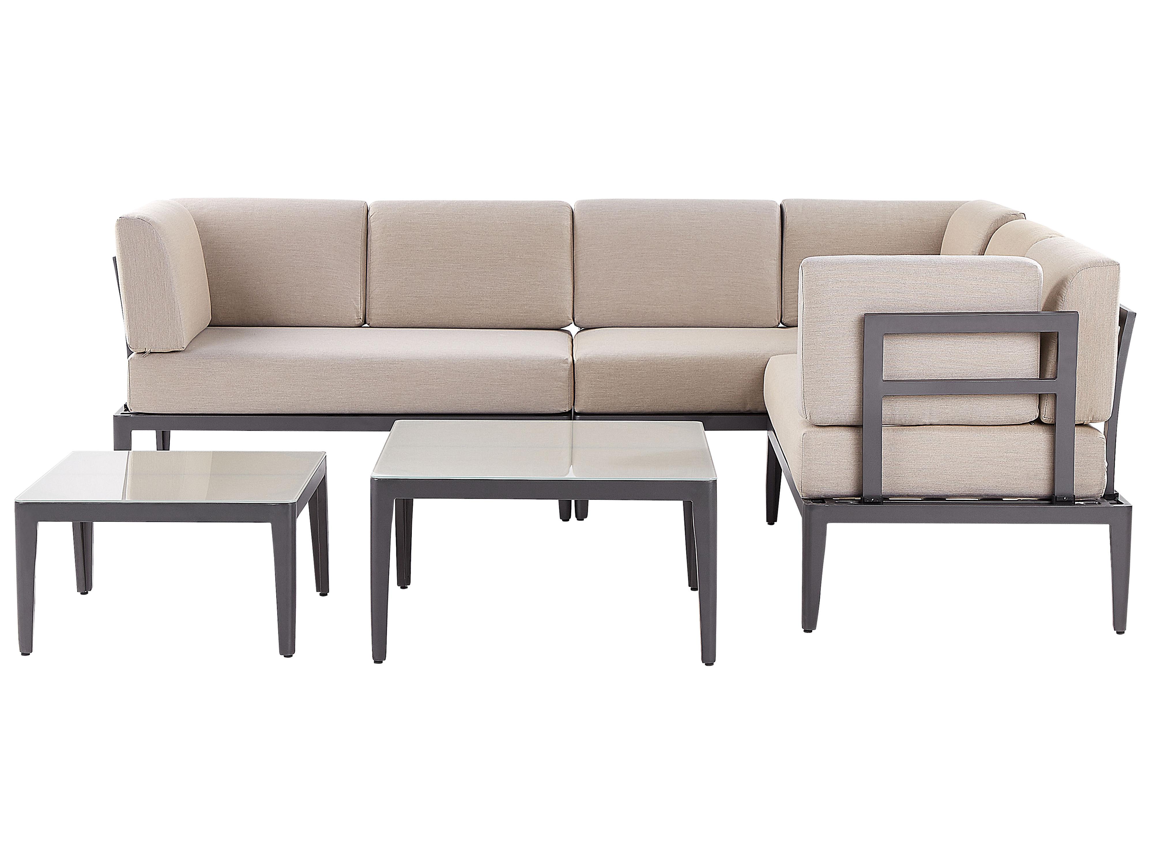Conjunto esquinero de jardín 6 plazas RIMA III Izquierda modular Metal Beige