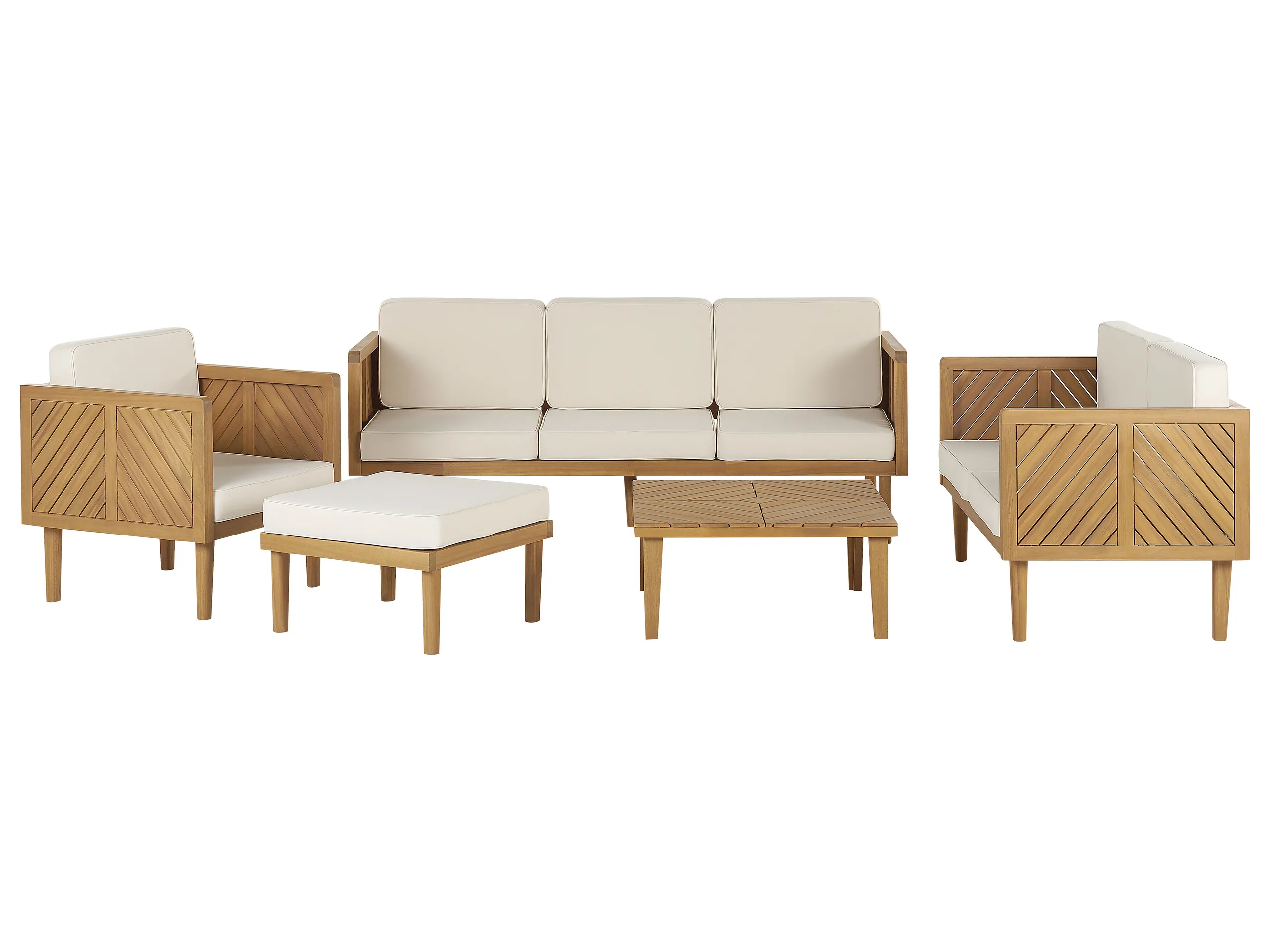 Conjunto de jardín con mesa y otomana 6 plazas BARATTI Madera de acacia Marrón