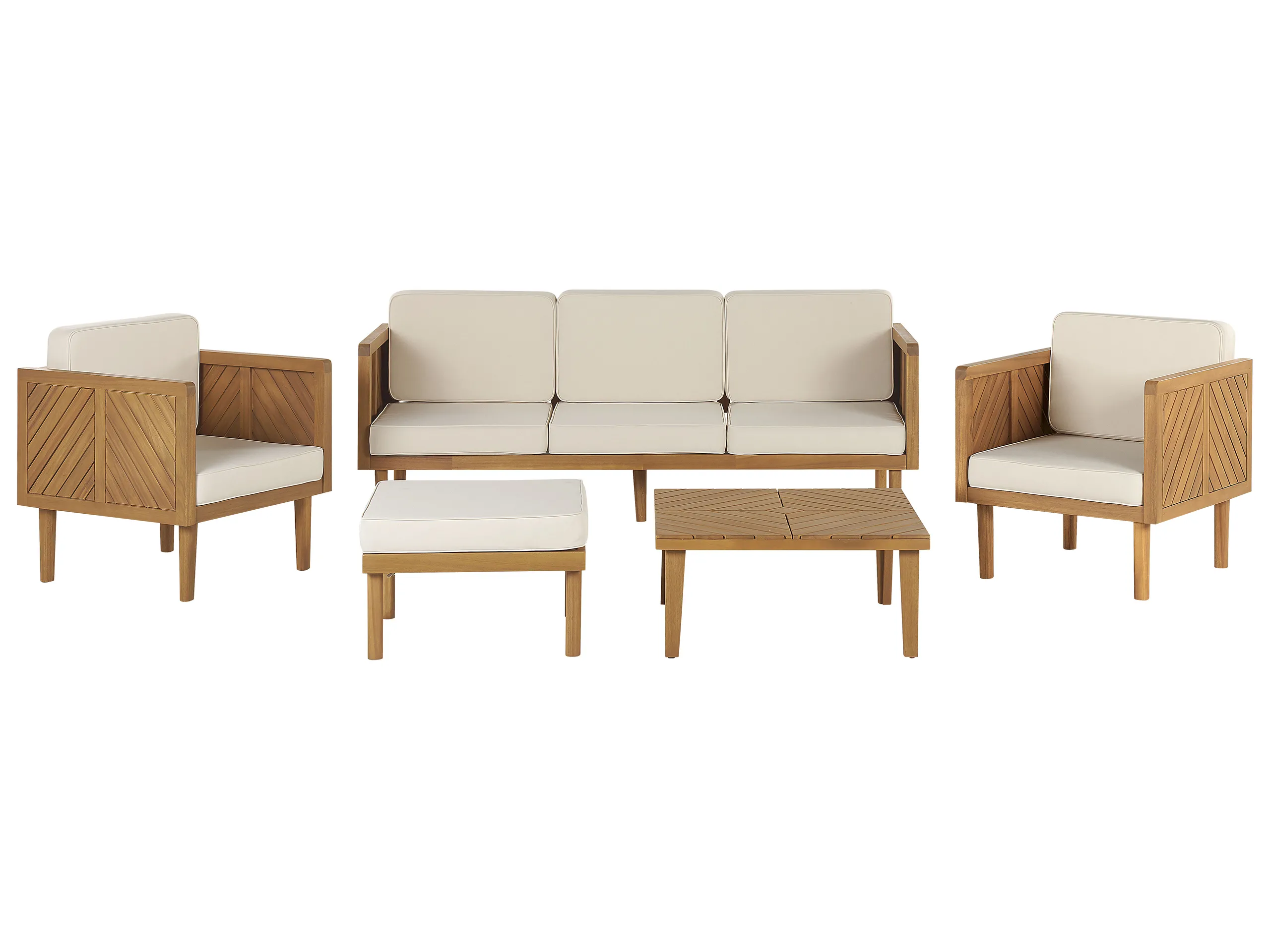 Conjunto de jardín con mesa y otomana 5 plazas BARATTI Madera de acacia Marrón