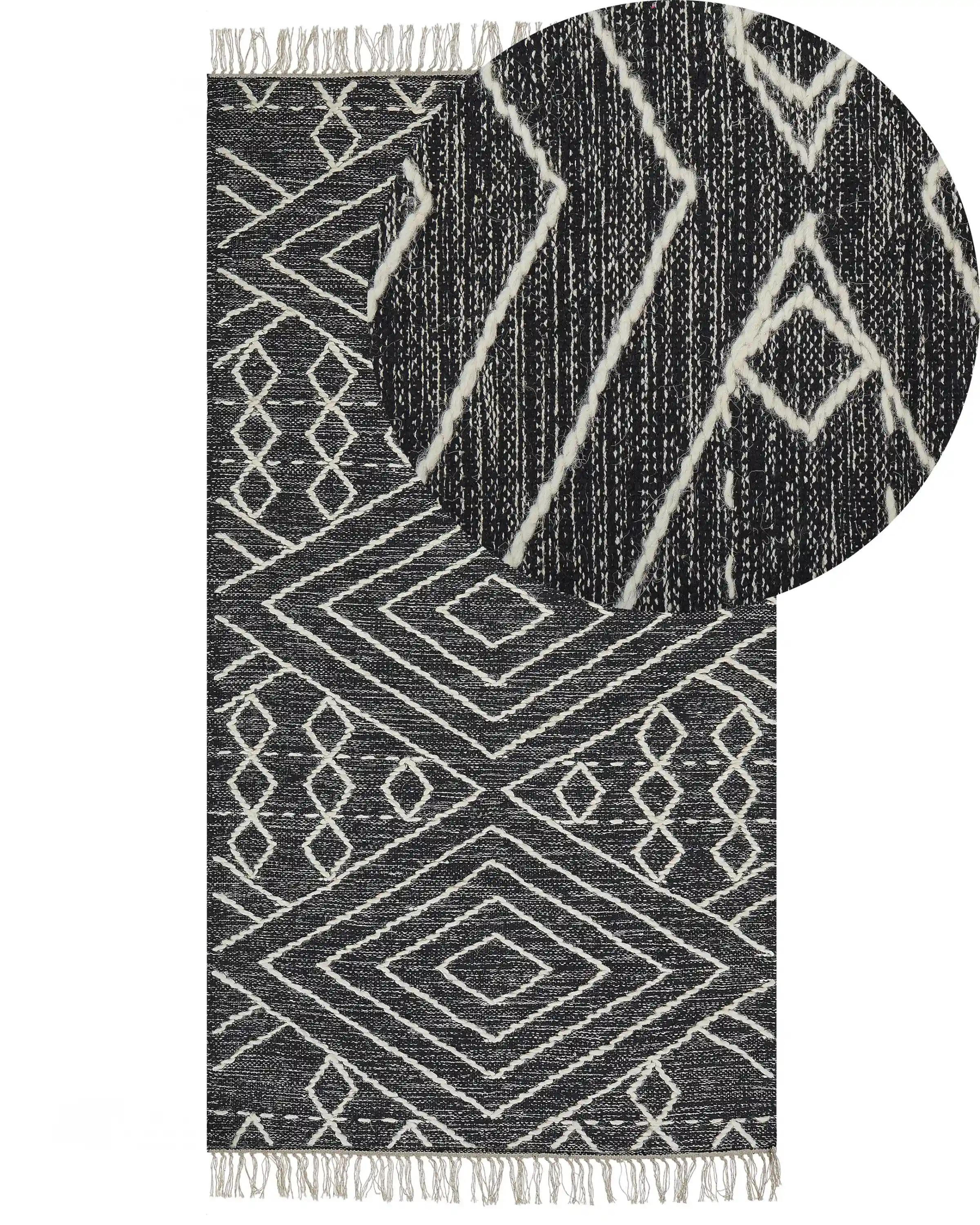 Rug KHENIFRA Black 80 x 150 cm Cotton