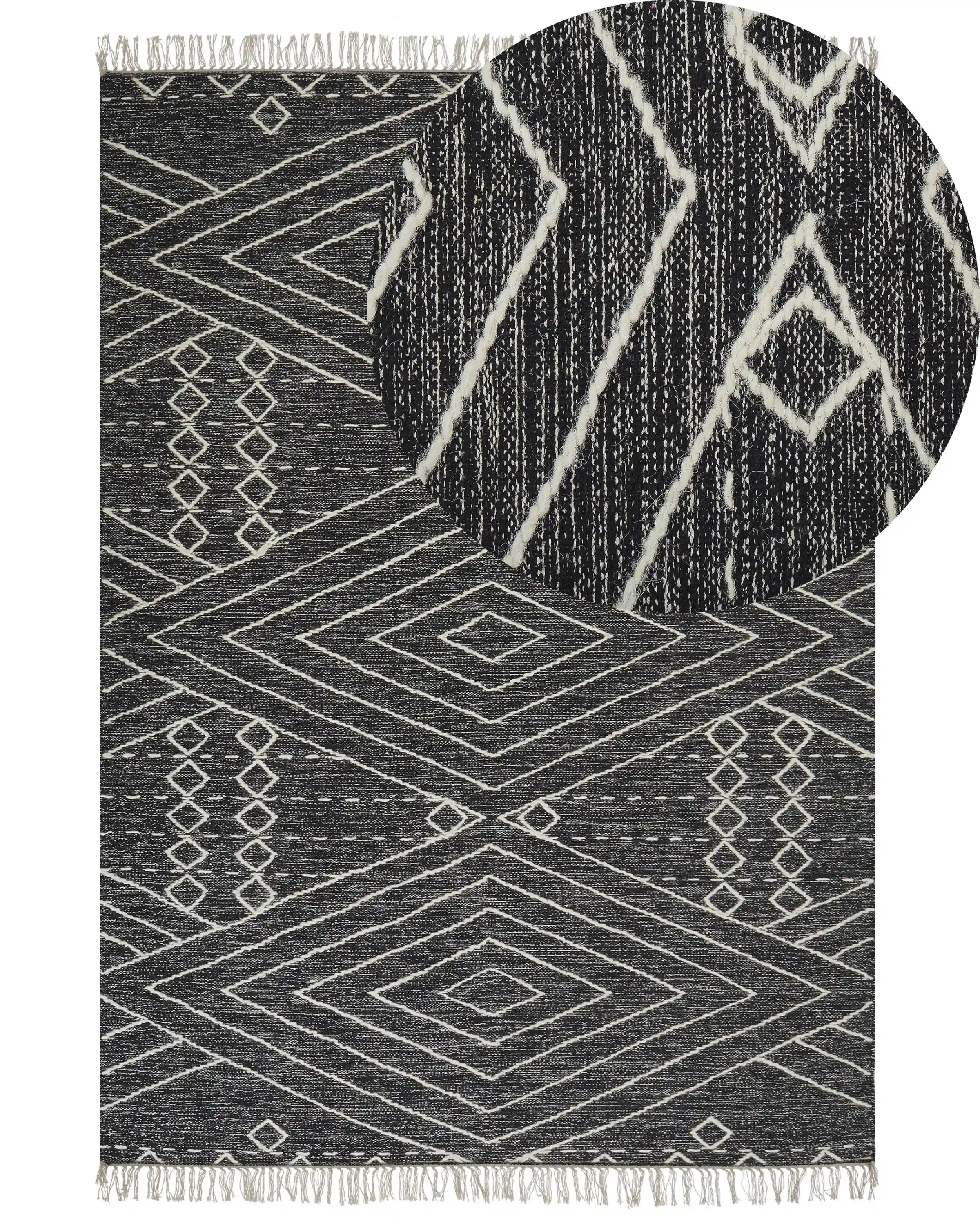 Rug KHENIFRA Black 160 x 230 cm Cotton