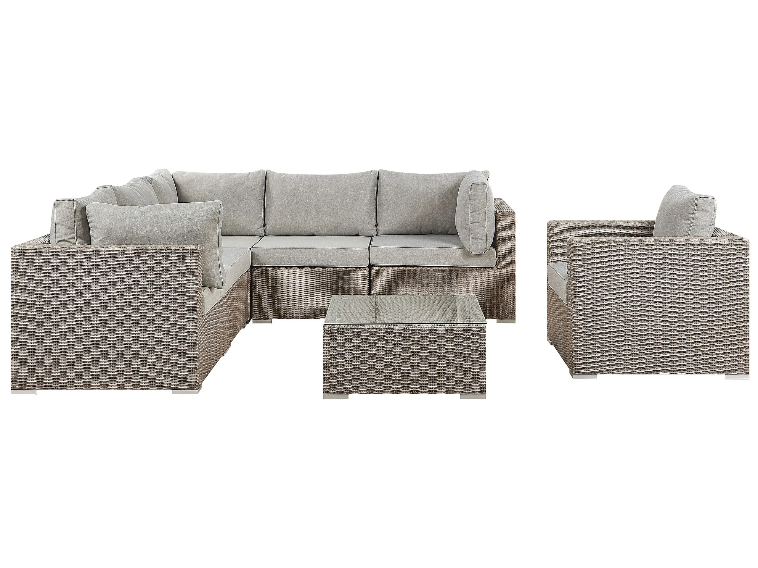 Conjunto de jardín con mesa 6 plazas CONTARE Derecha modular Ratán sintético Gris pardo