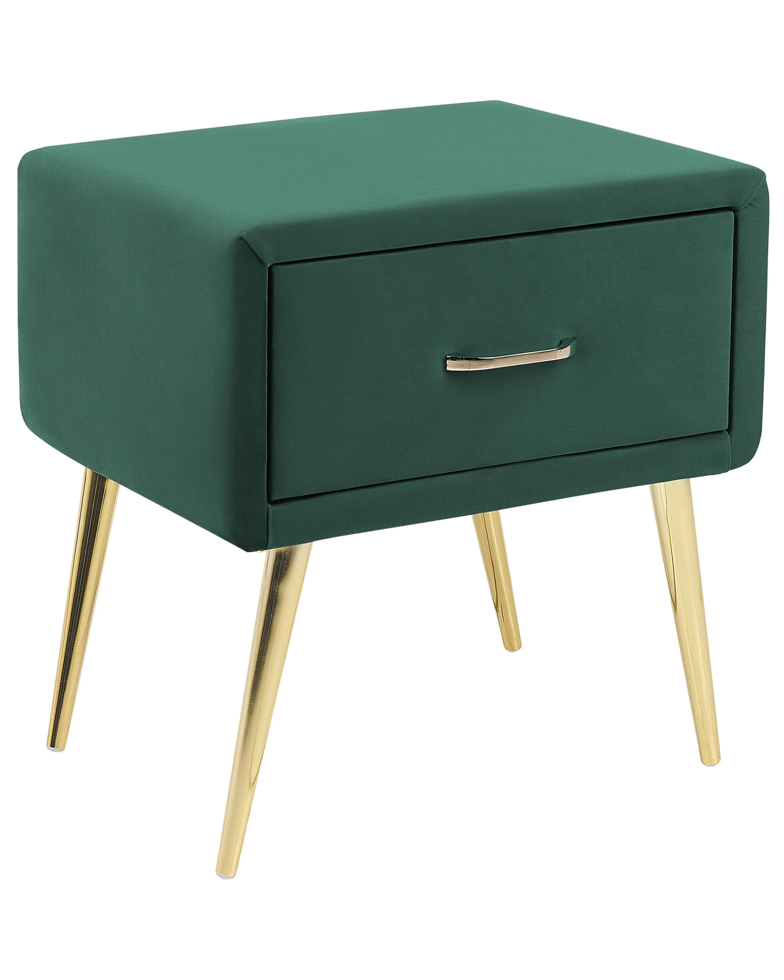 Mesita de noche 1 cajón FLAYAT Terciopelo Verde esmeralda