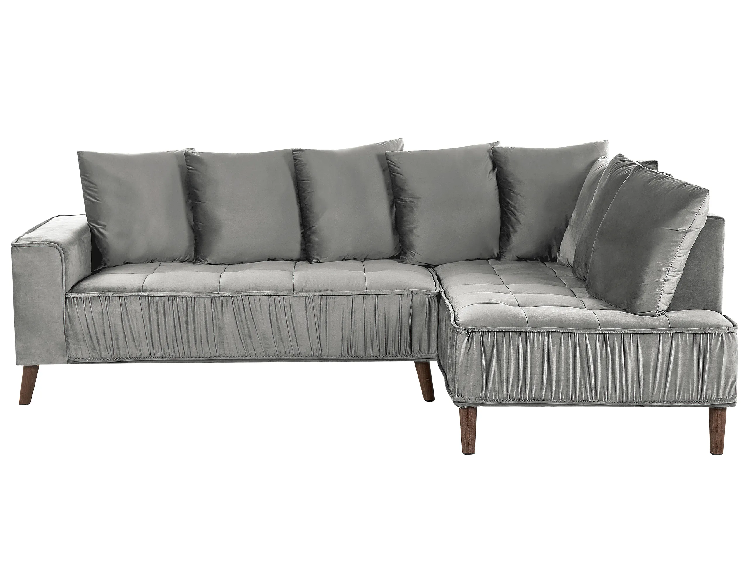 Corner Sofa 3 Seater GRENA Velvet Light Grey Left Hand