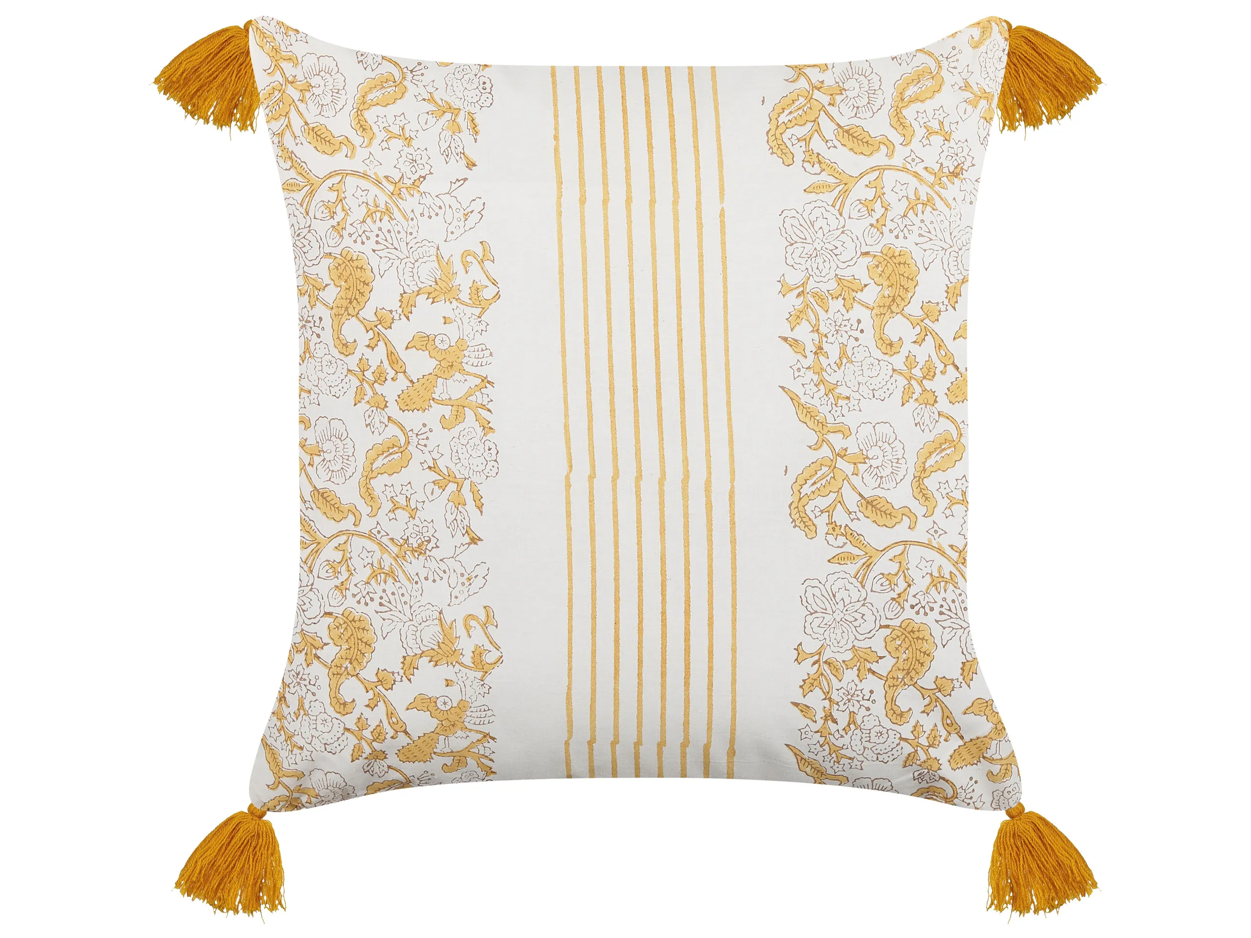 Throw Cushion BILOBA Cotton 45 x 45 cm Yellow Floral Pattern
