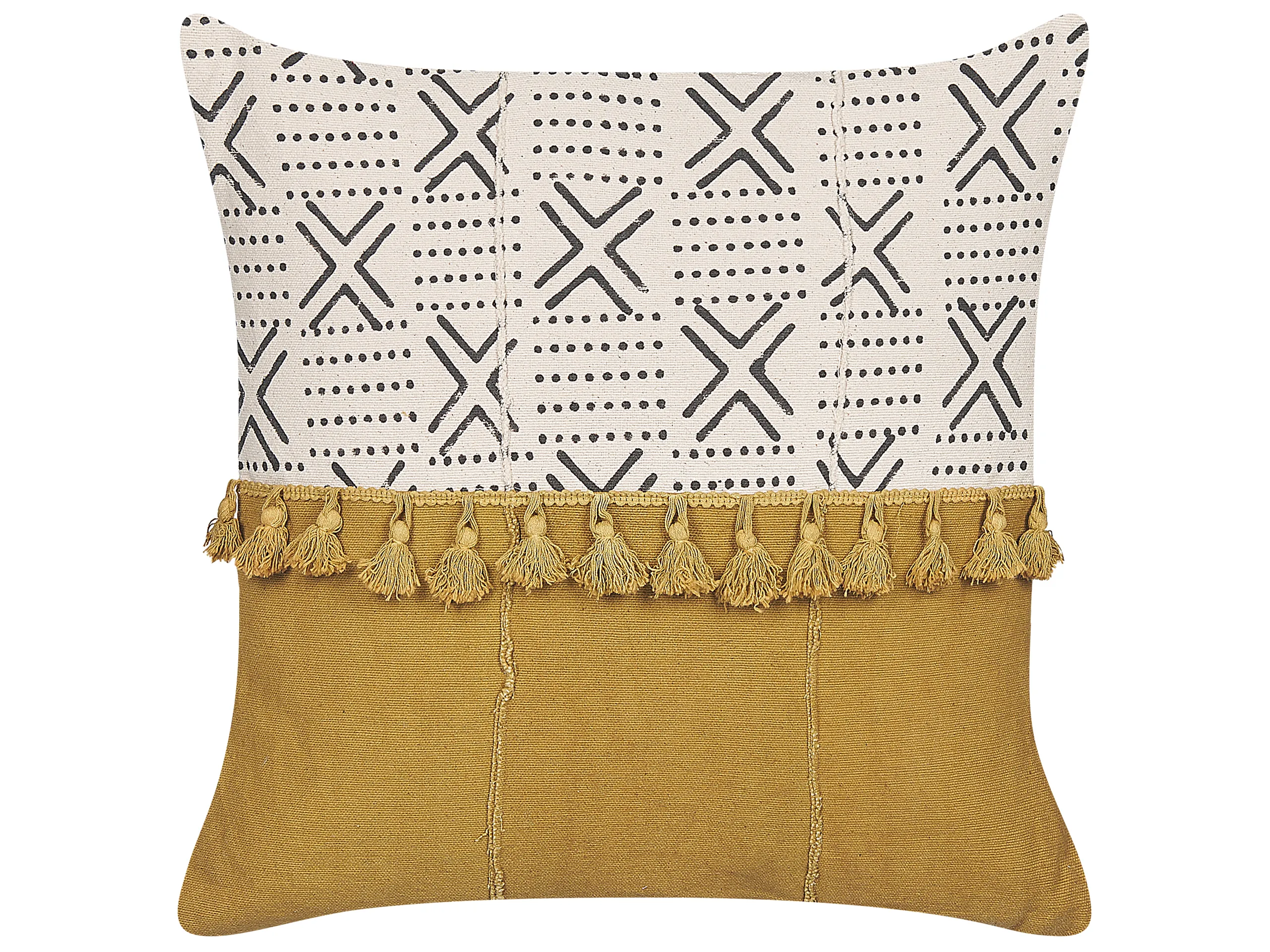 Throw Cushion WOODI Cotton 45 x 45 cm Yellow Geometric Pattern