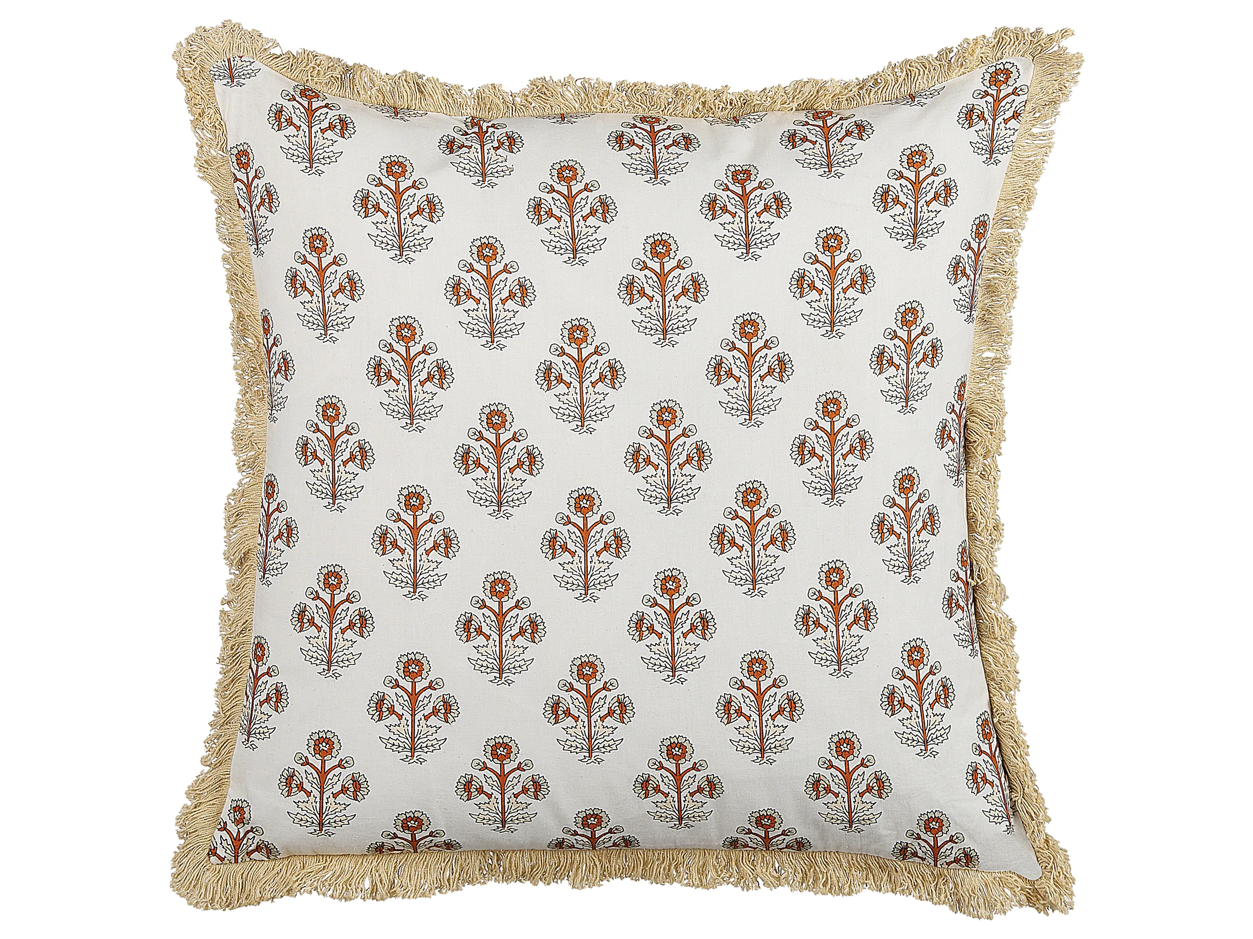Throw Cushion OMORIKA Cotton 45 x 45 cm White Floral Pattern