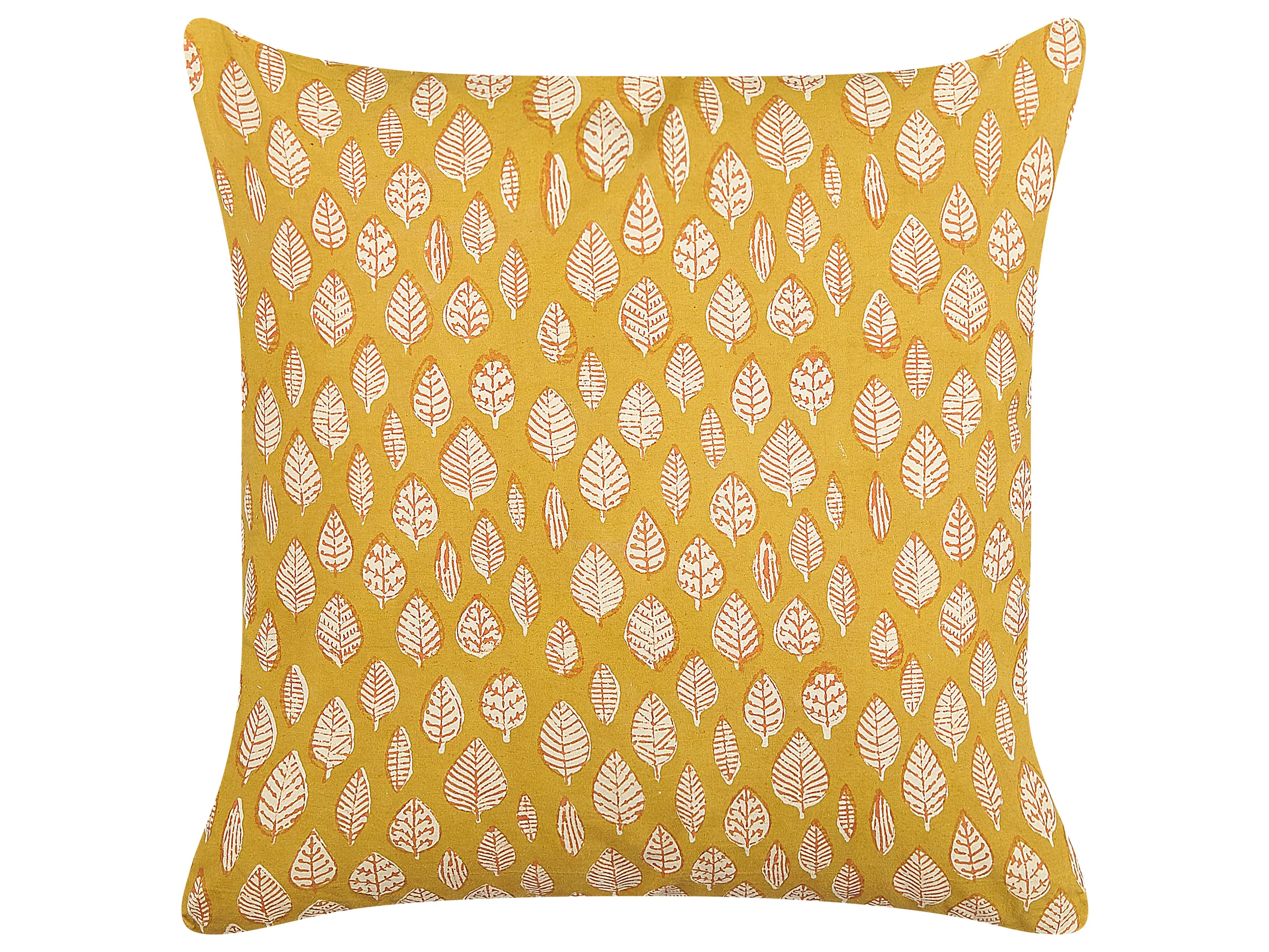 Throw Cushion GINNALA Cotton 45 x 45 cm Yellow Plant Pattern