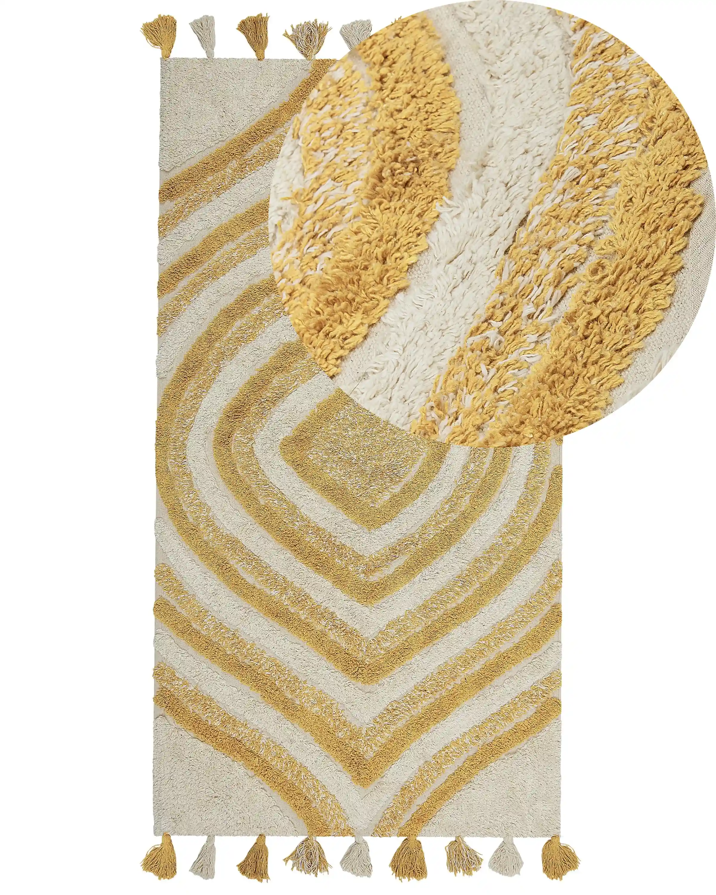 Rug BINGOL Yellow 80 x 150 cm Cotton