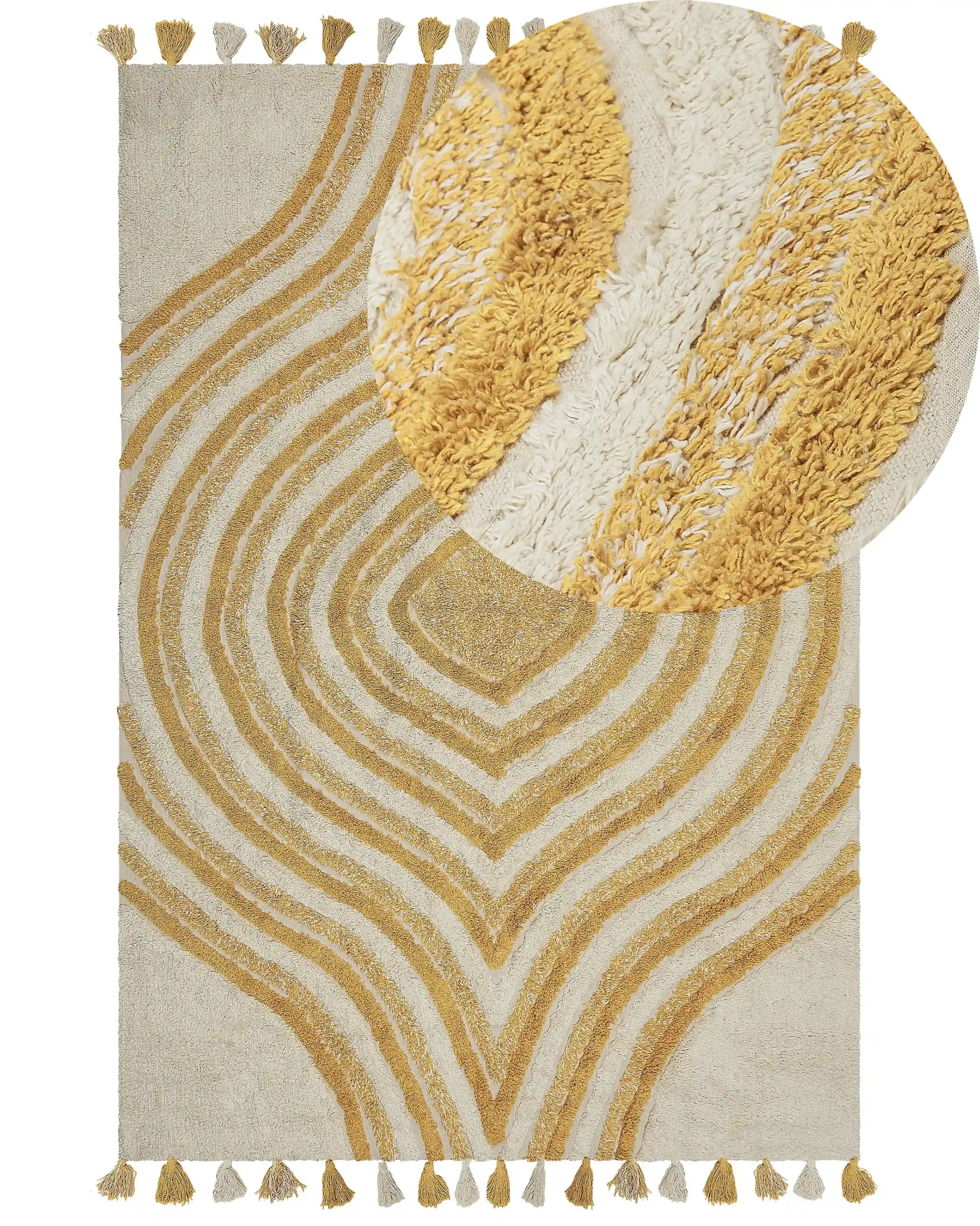 Rug BINGOL Yellow 160 x 230 cm Cotton