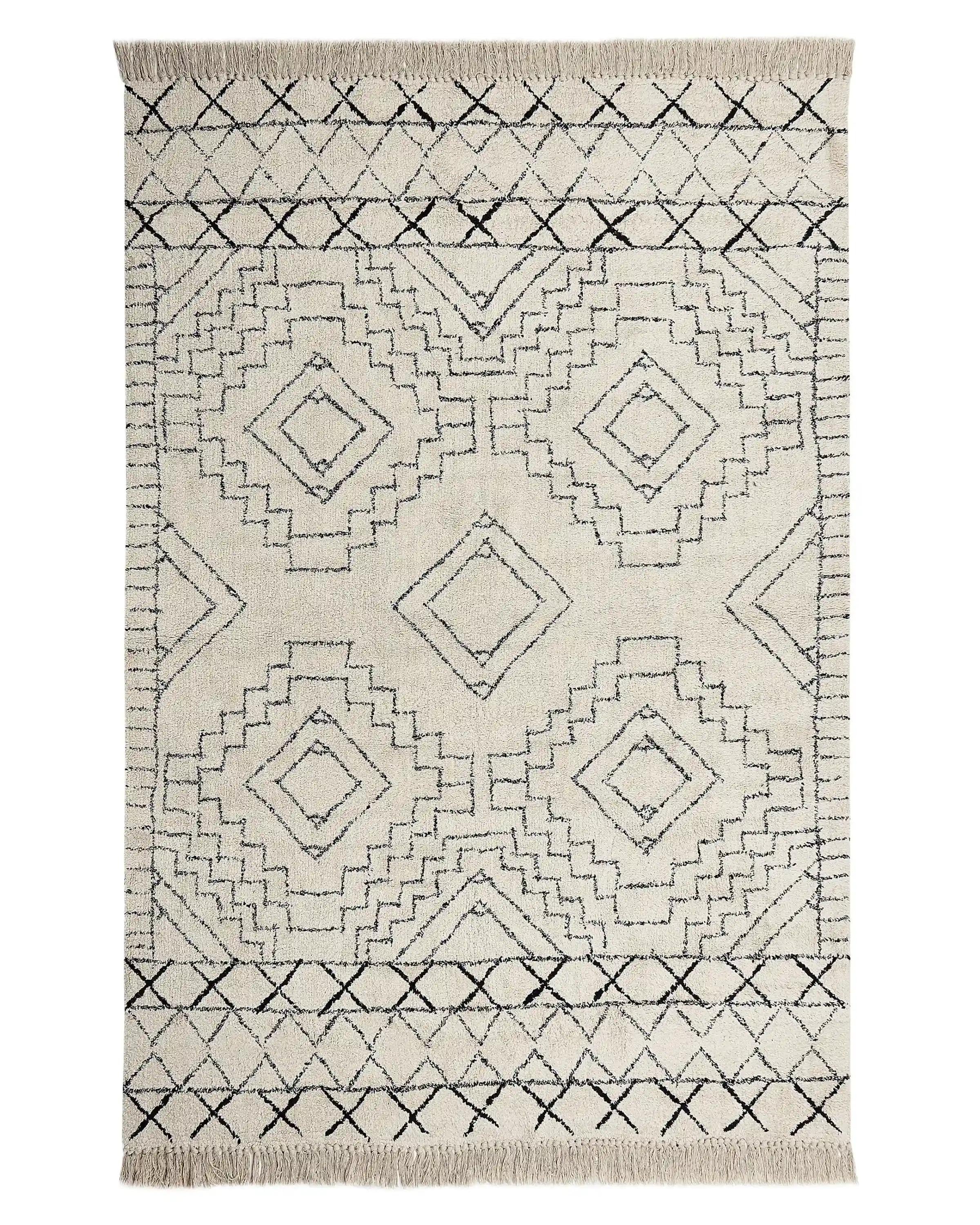 Rug ZEYNE Beige 140 x 200 cm Cotton