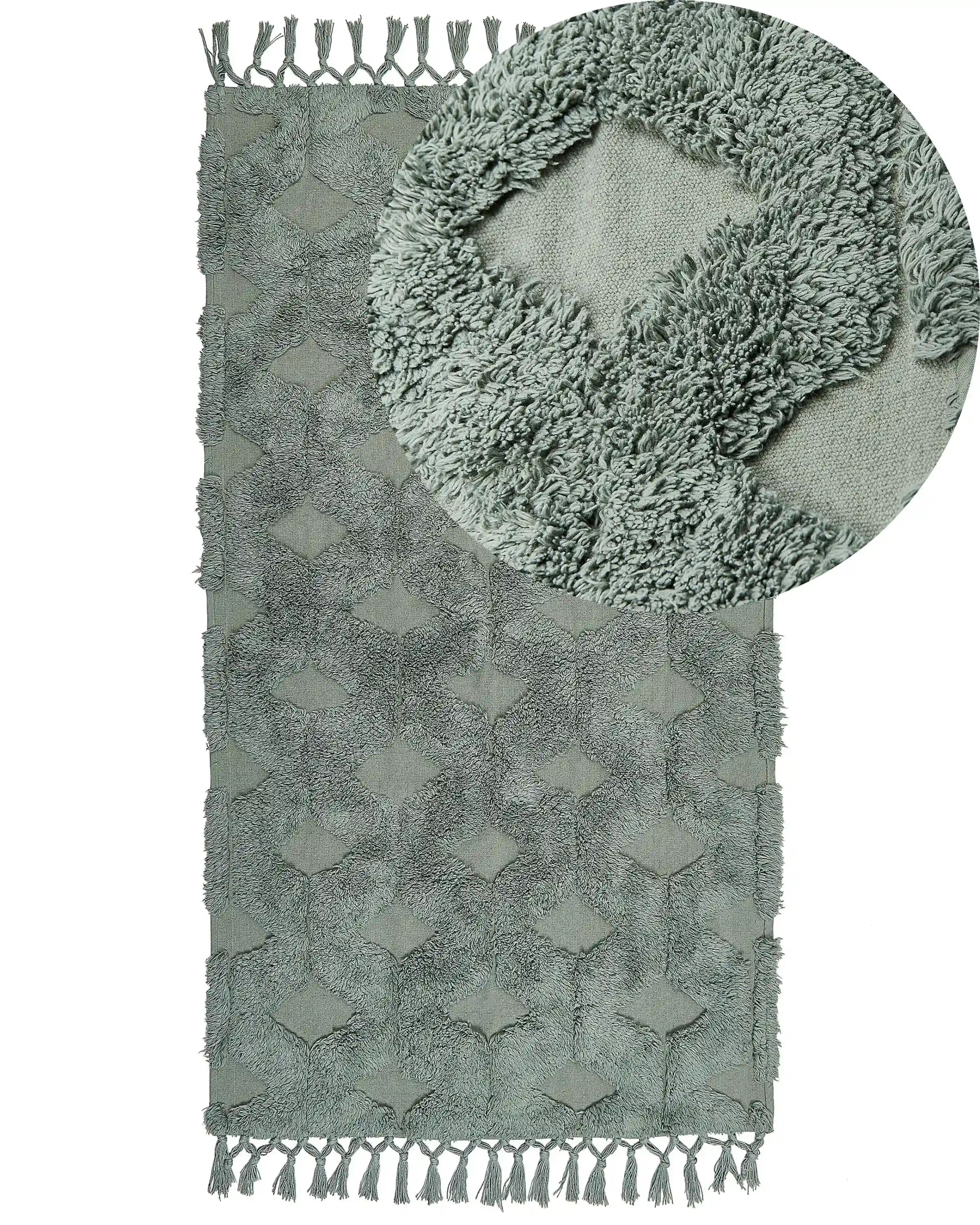 Rug KARS Green 80 x 150 cm Cotton