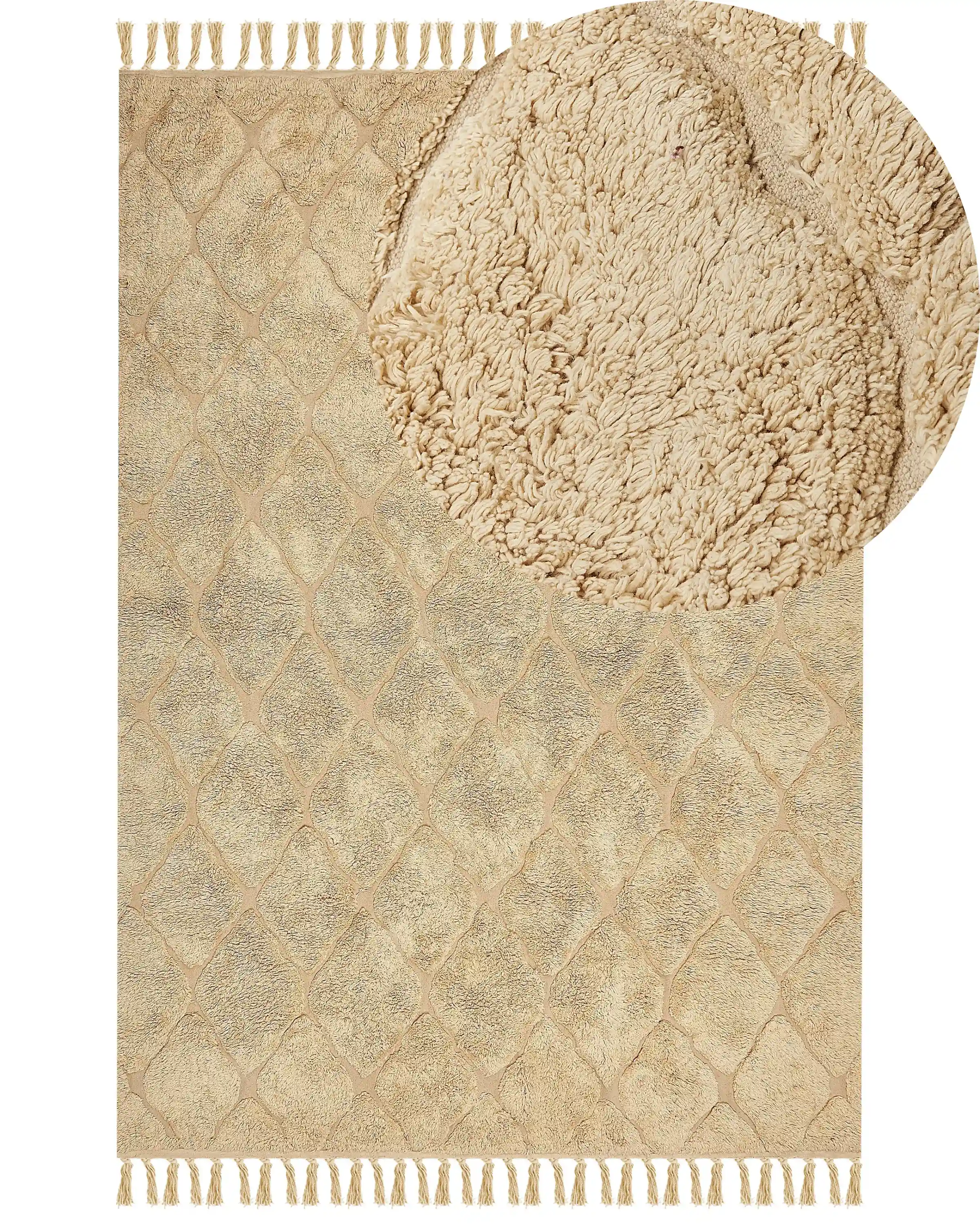 Rug SANLIURFA Sand Beige 160 x 230 cm Cotton