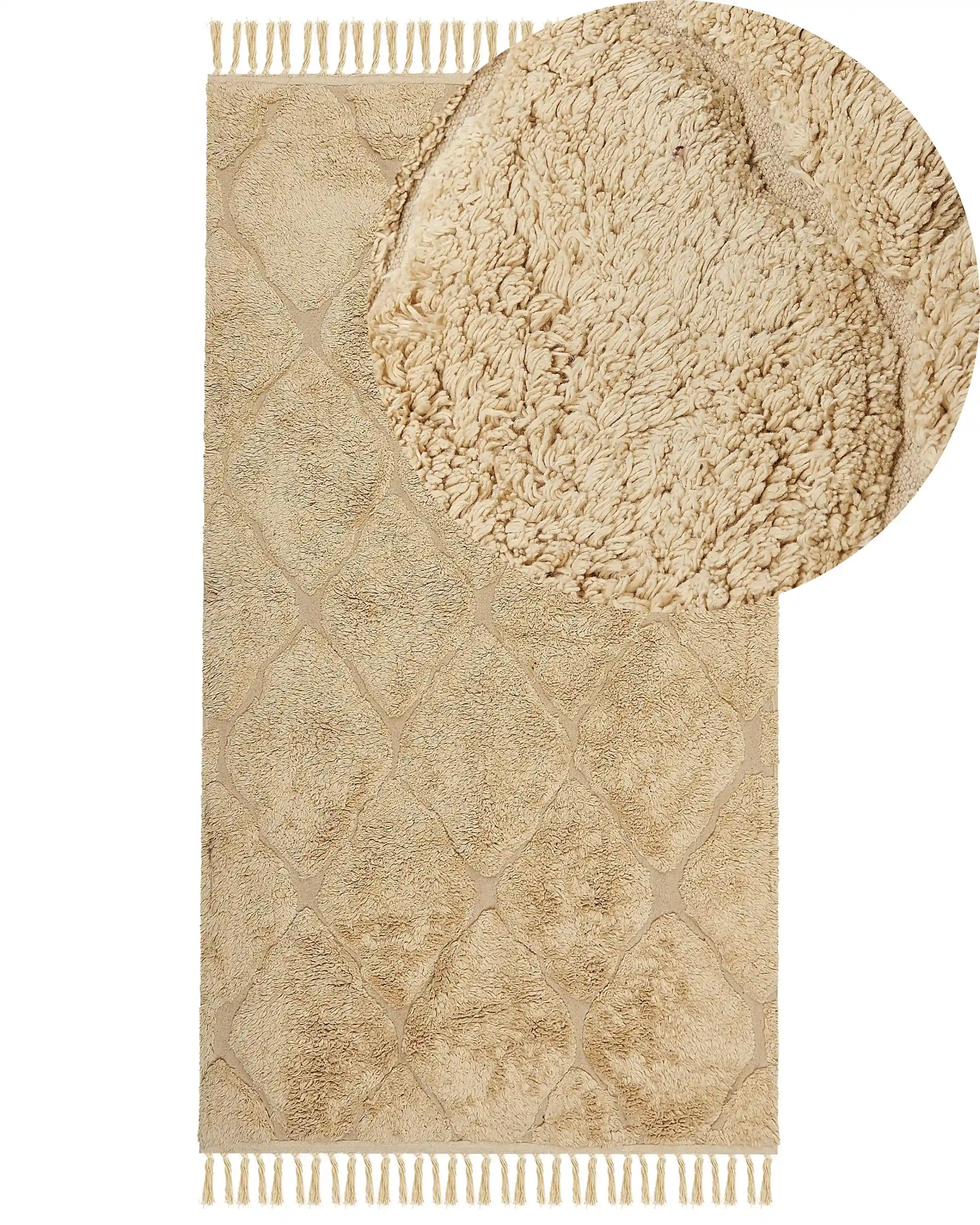 Rug SANLIURFA Sand Beige 80 x 150 cm Cotton