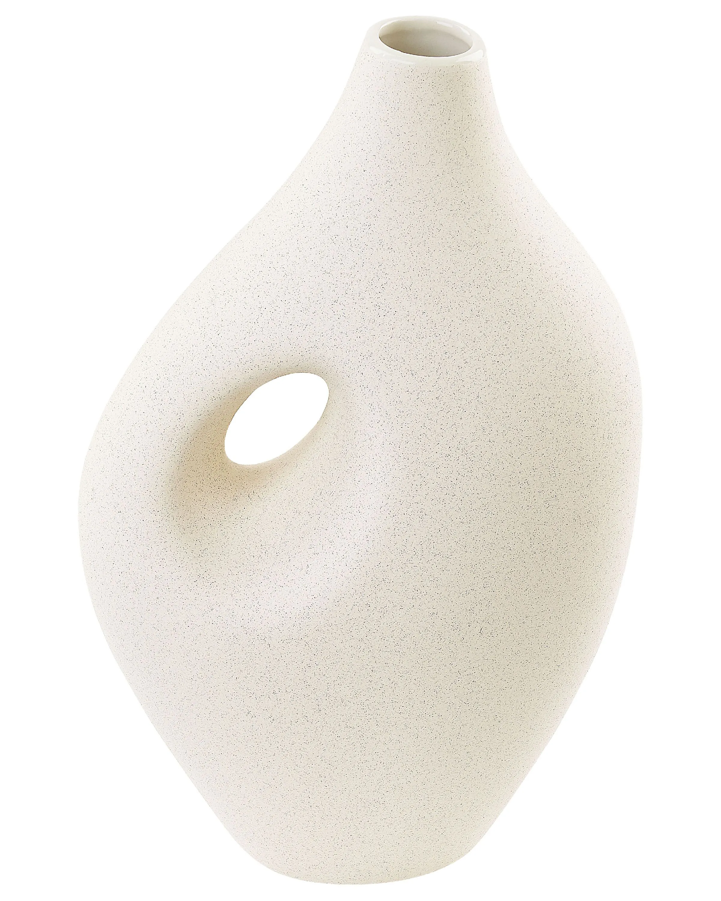 Jarrón para flores KOMOTINI Cerámica 32 cm Blanco crema