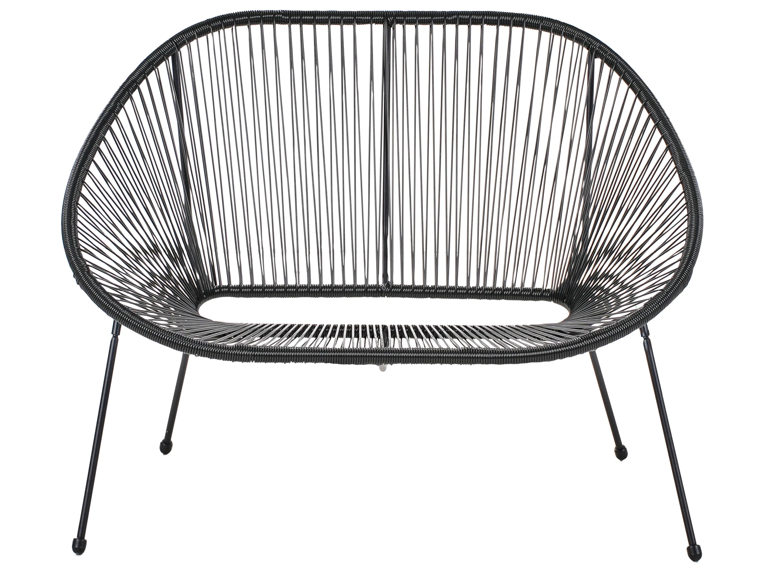 Garden Bench ACAPULCO II 113 cm PE Rattan Black