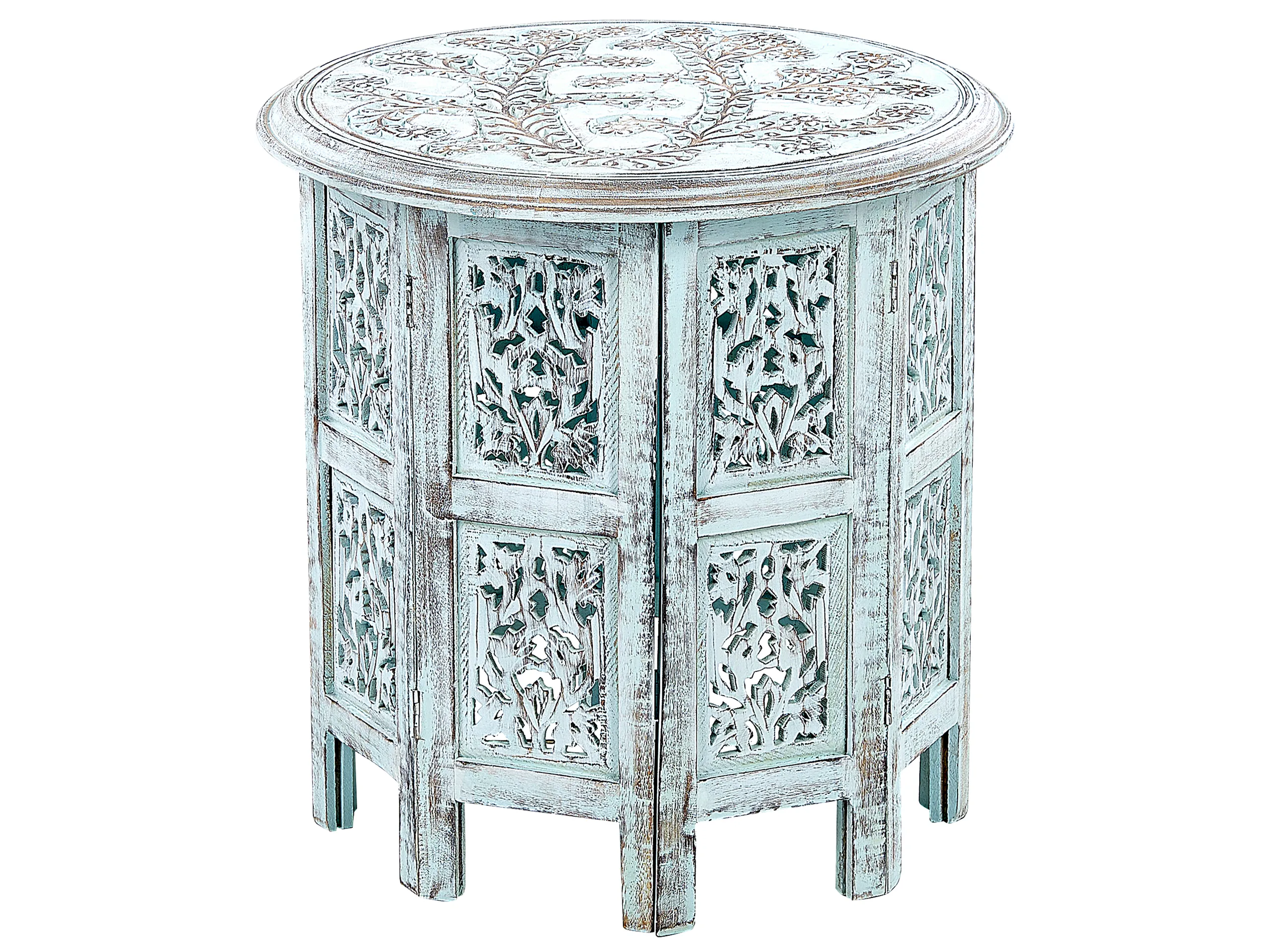 Mesa auxiliar BORAI Madera de mango Azul claro