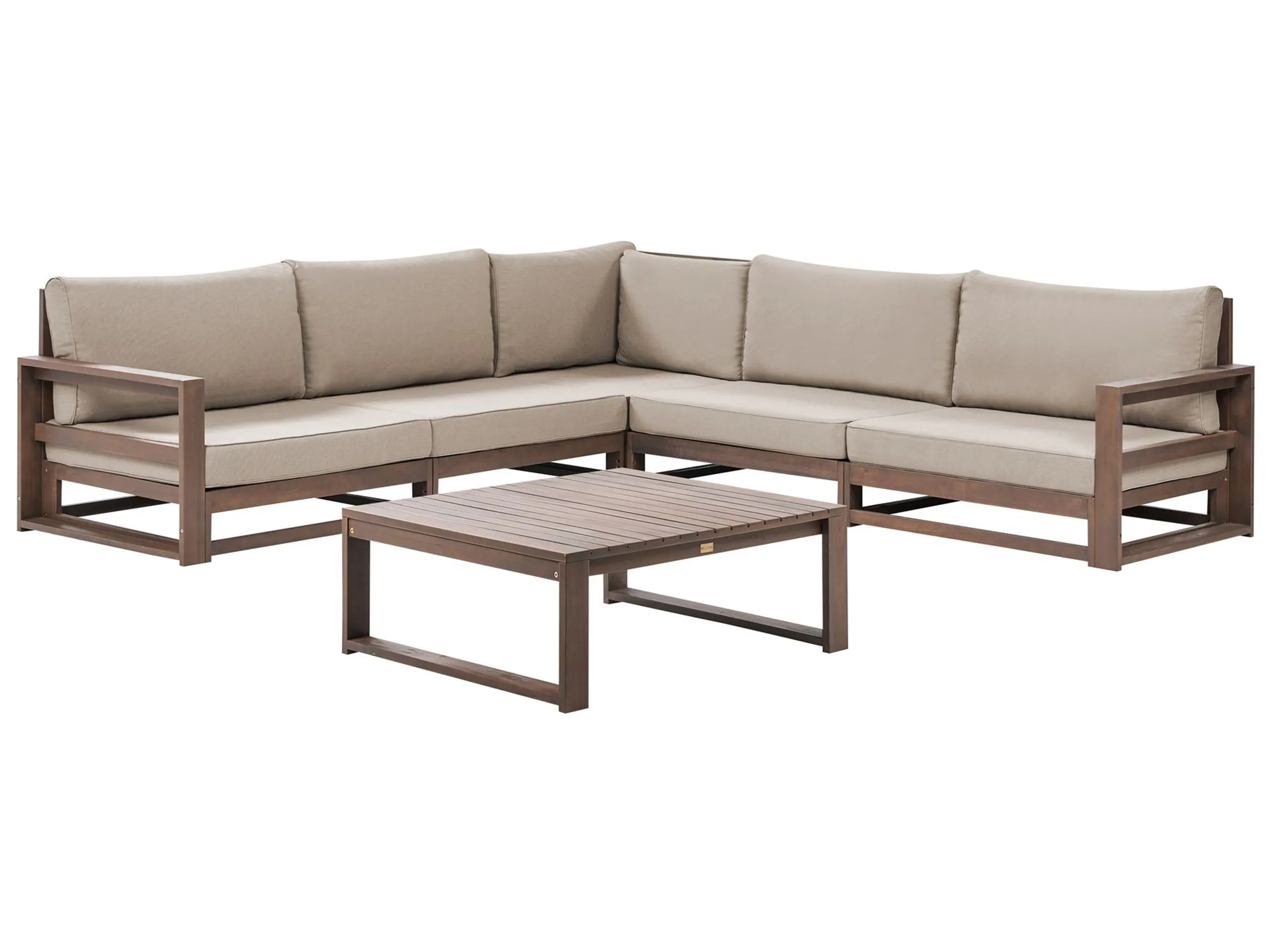 Conjunto esquinero de jardín 5 plazas TIMOR modular Madera de acacia certificada Marrón oscuro