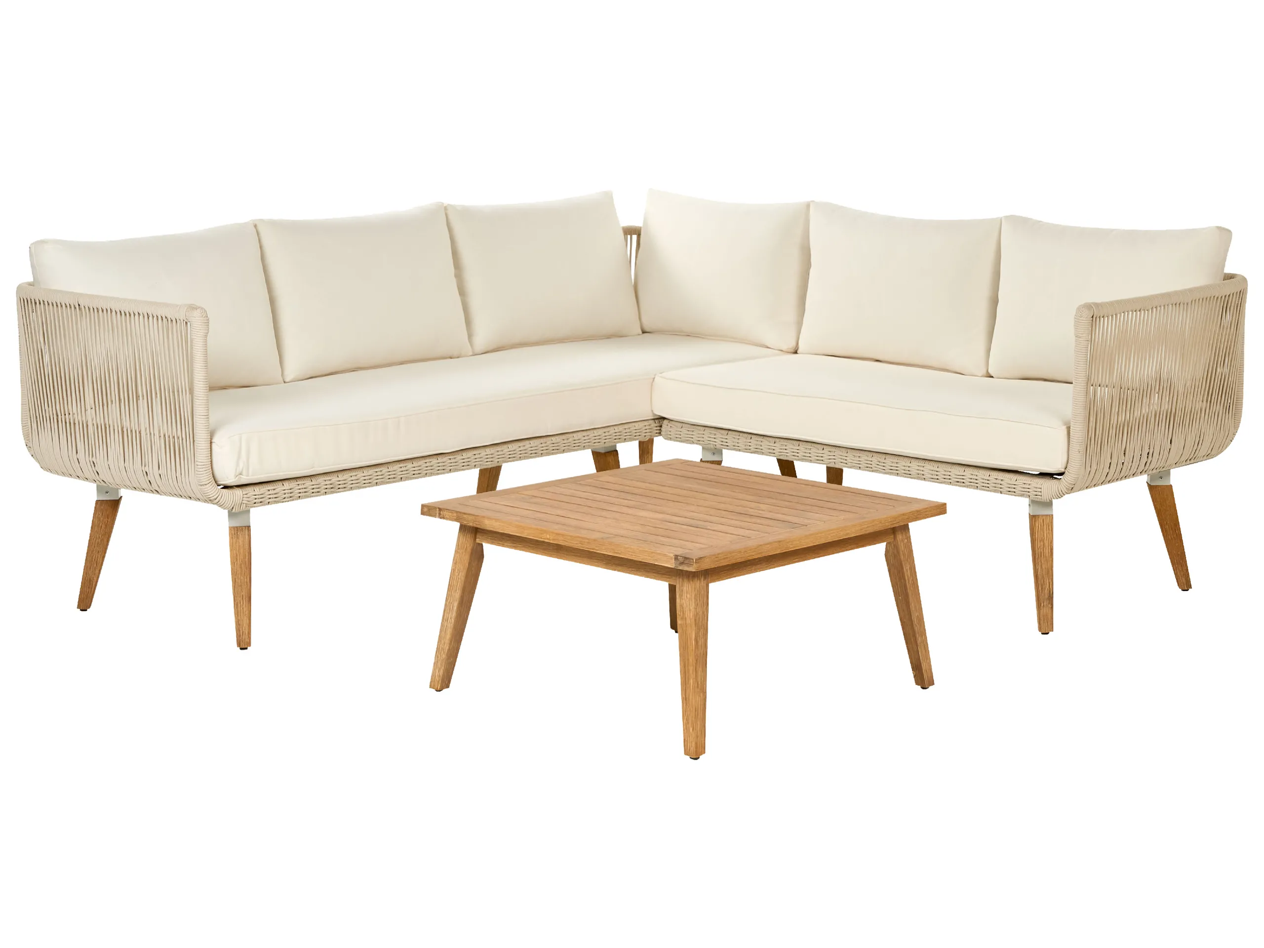 Conjunto esquinero de jardín 5 plazas ALCAMO Izquierda Madera de acacia Beige claro