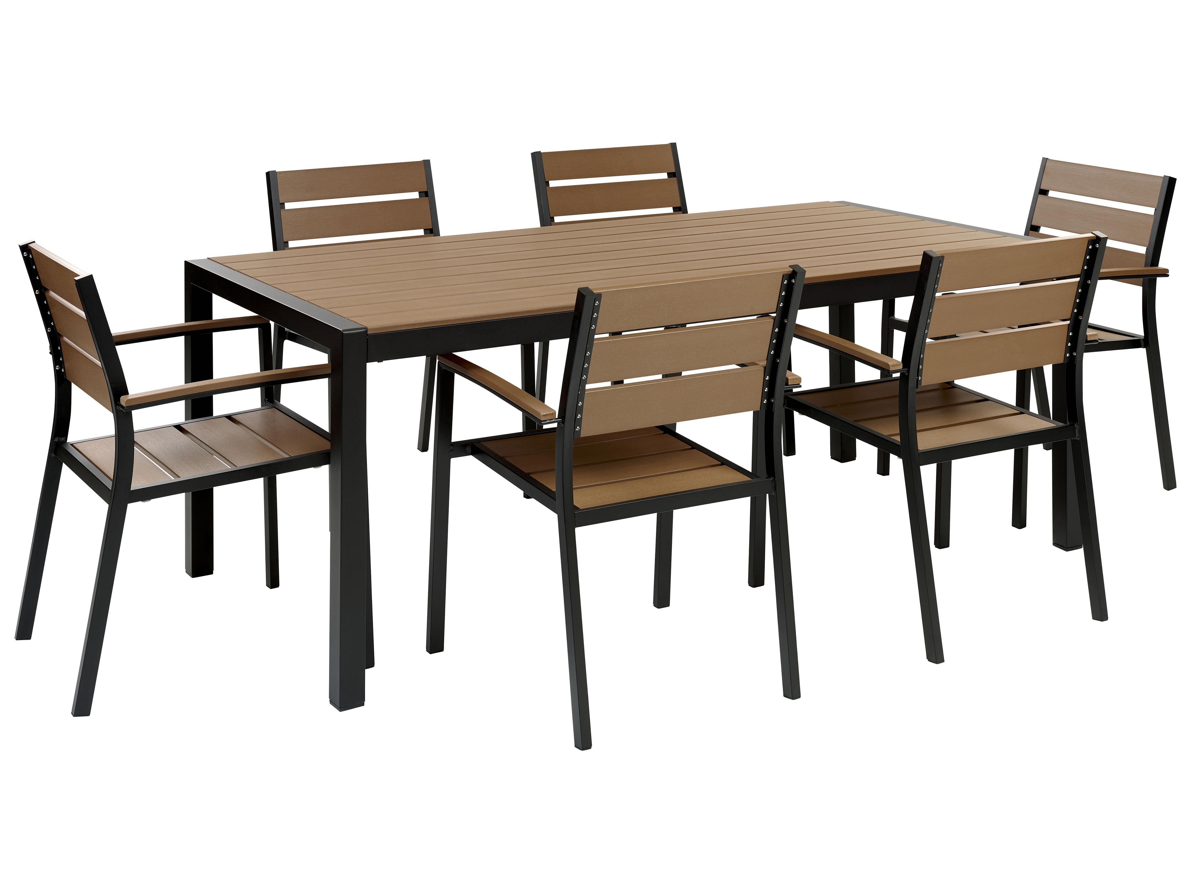 Conjunto de comedor exterior 6 plazas VERNIO Marrón/Negro