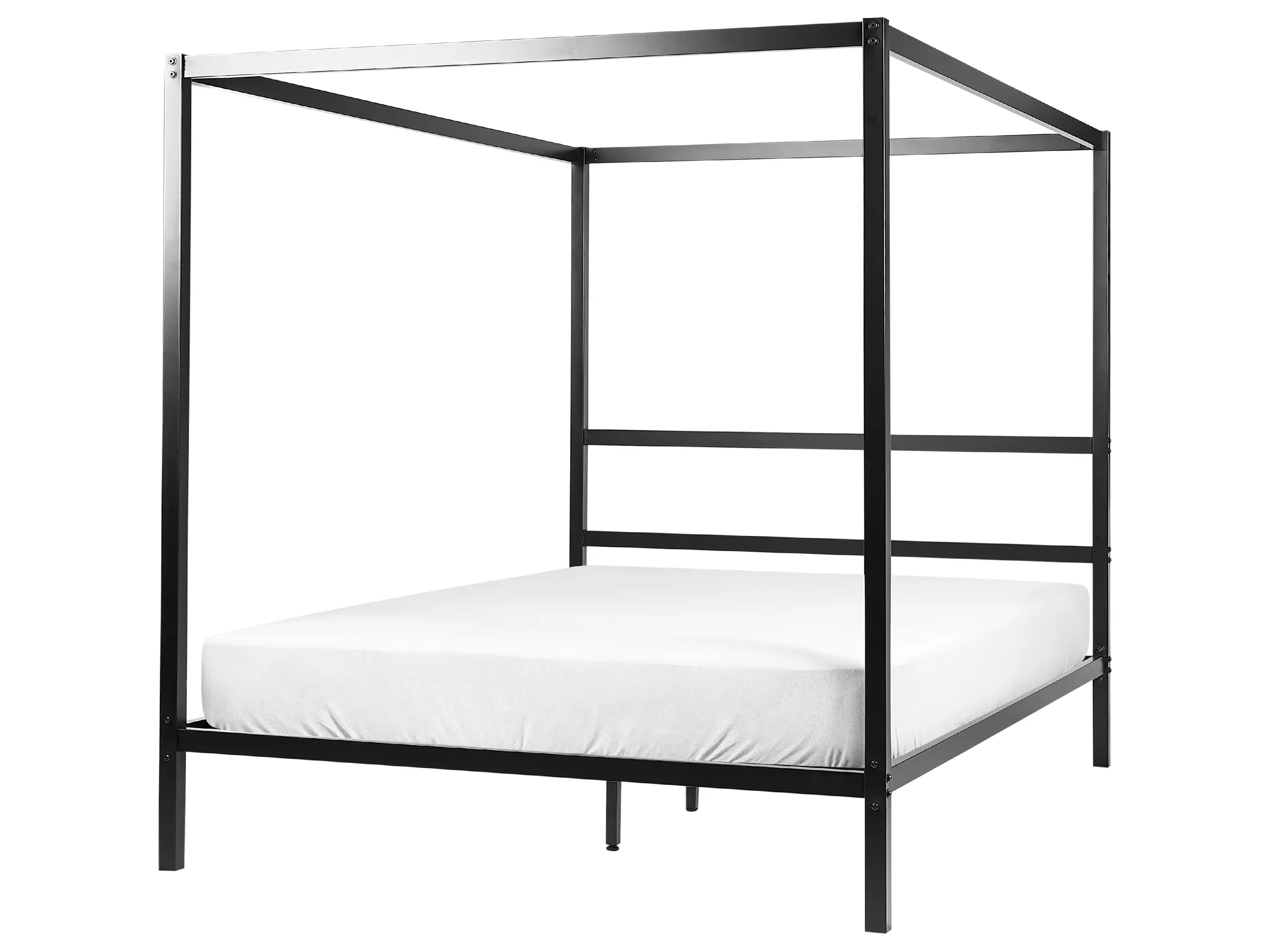 Four Poster Bed Metal LESTARDS 160 x 200 cm (EU King Size) Black