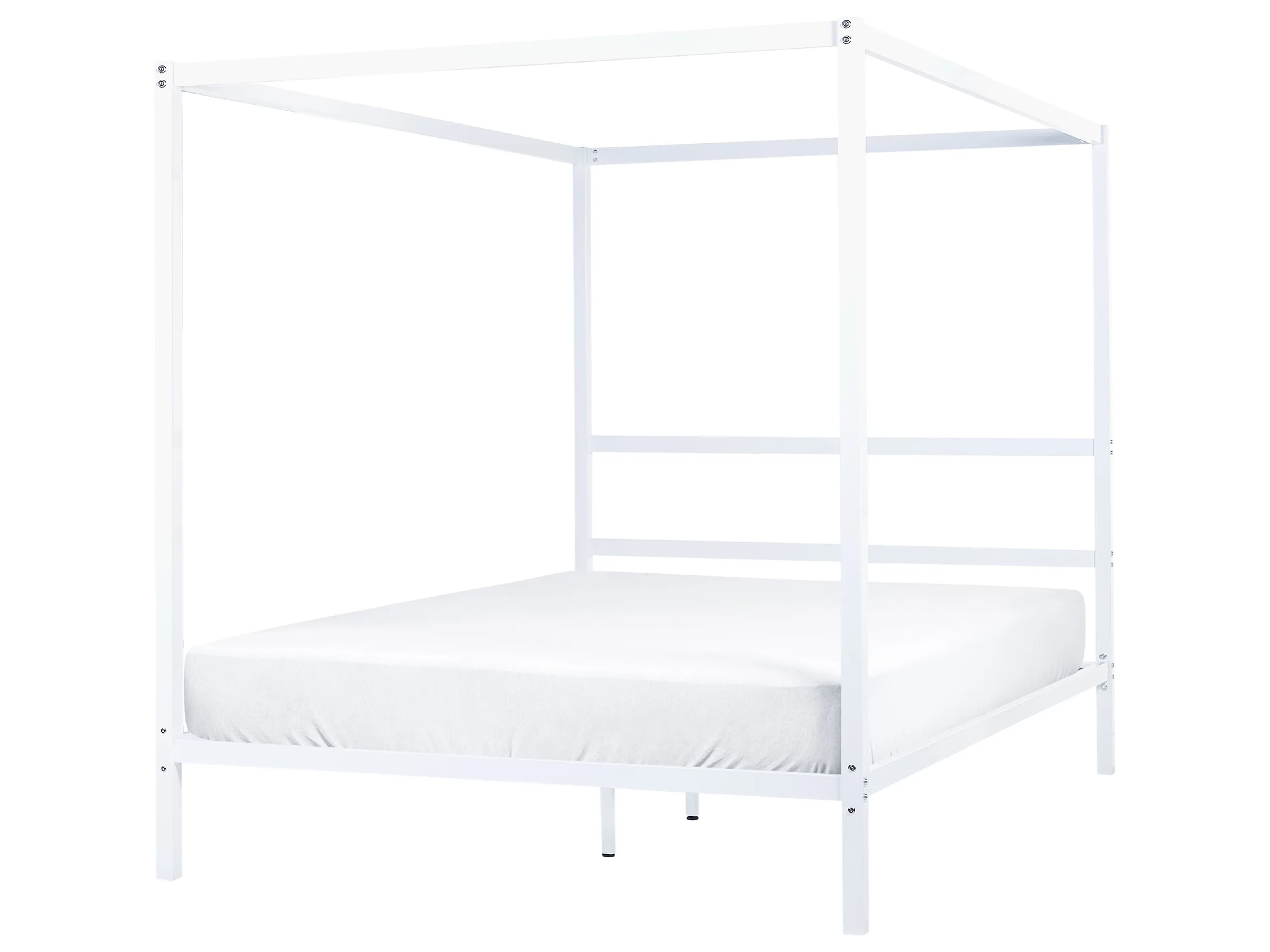 Four Poster Bed Metal LESTARDS 160 x 200 cm (EU King Size) White