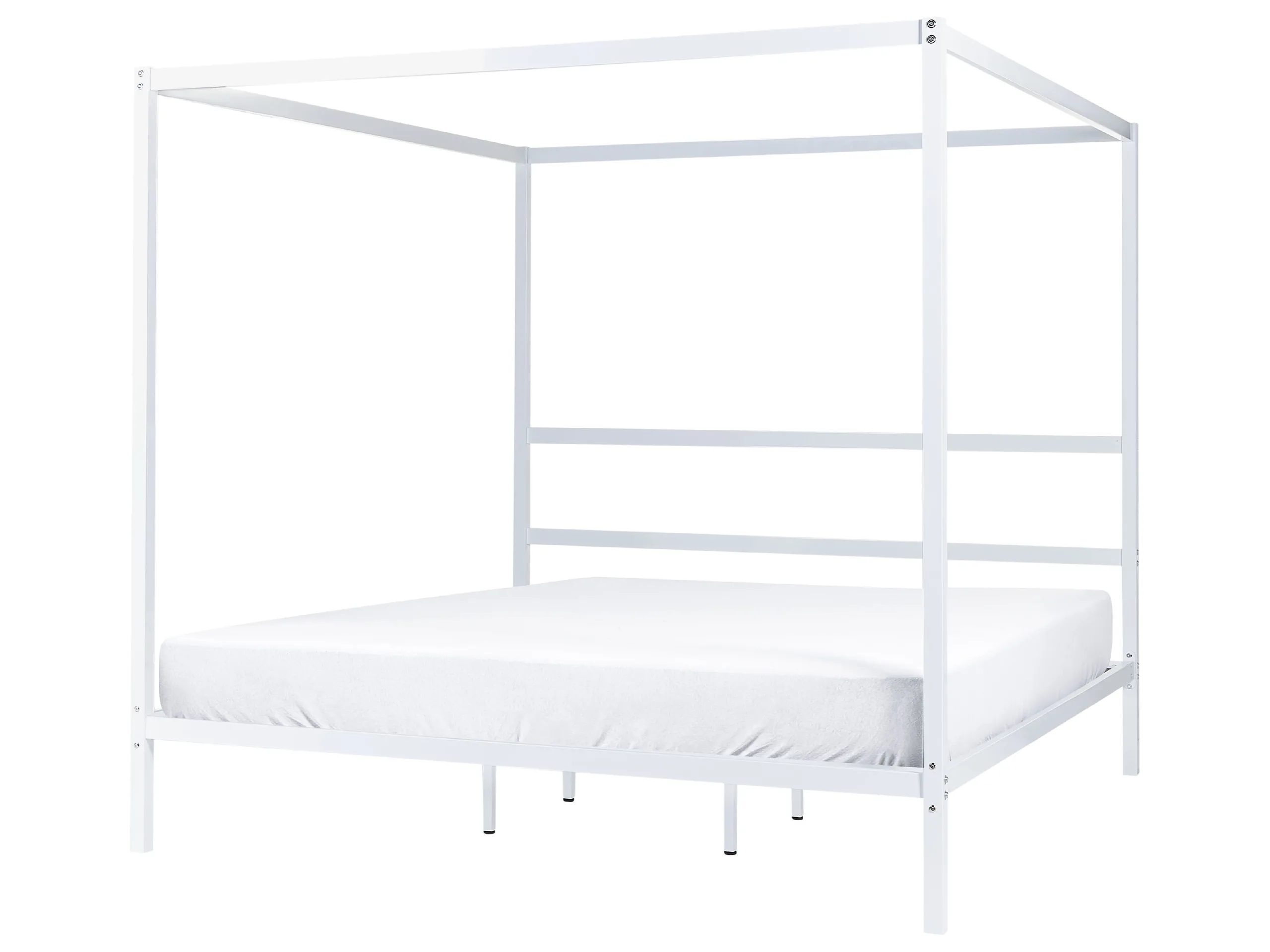 Four Poster Bed Metal LESTARDS 180 x 200 cm (EU Super King) White