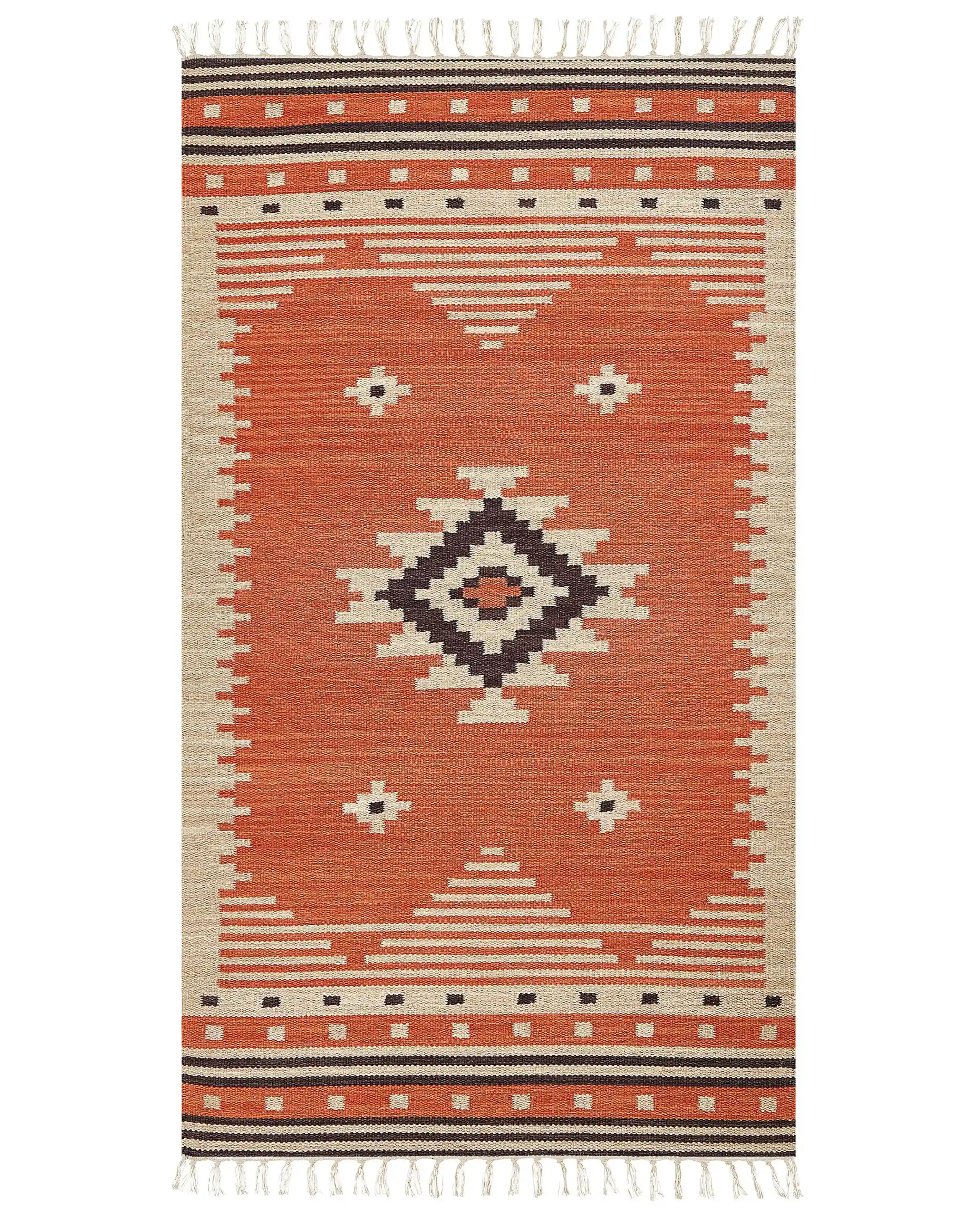 Rug GAVAR Orange 80 x 150 cm Cotton Kilim