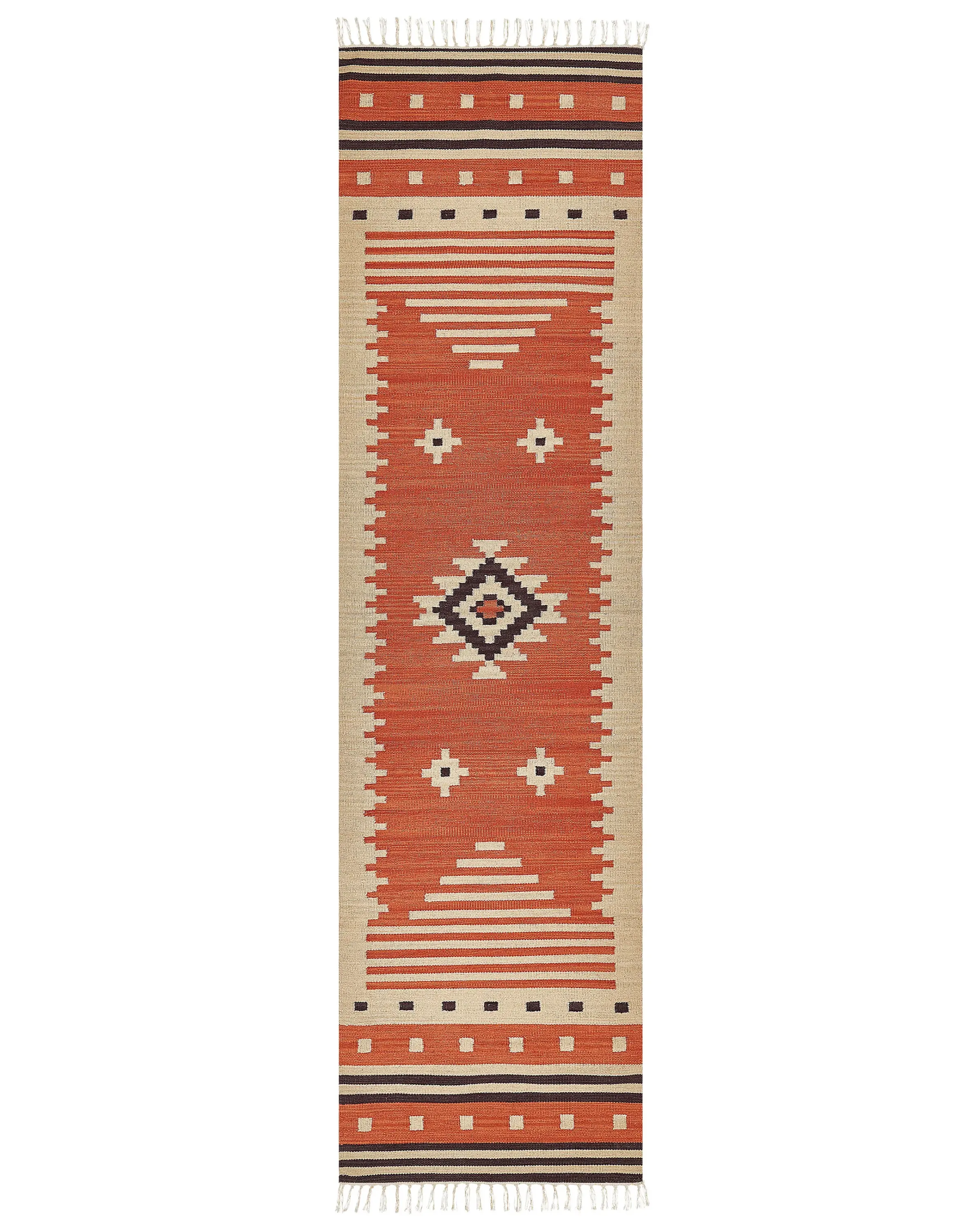 Rug GAVAR Orange 80 x 300 cm Cotton Kilim