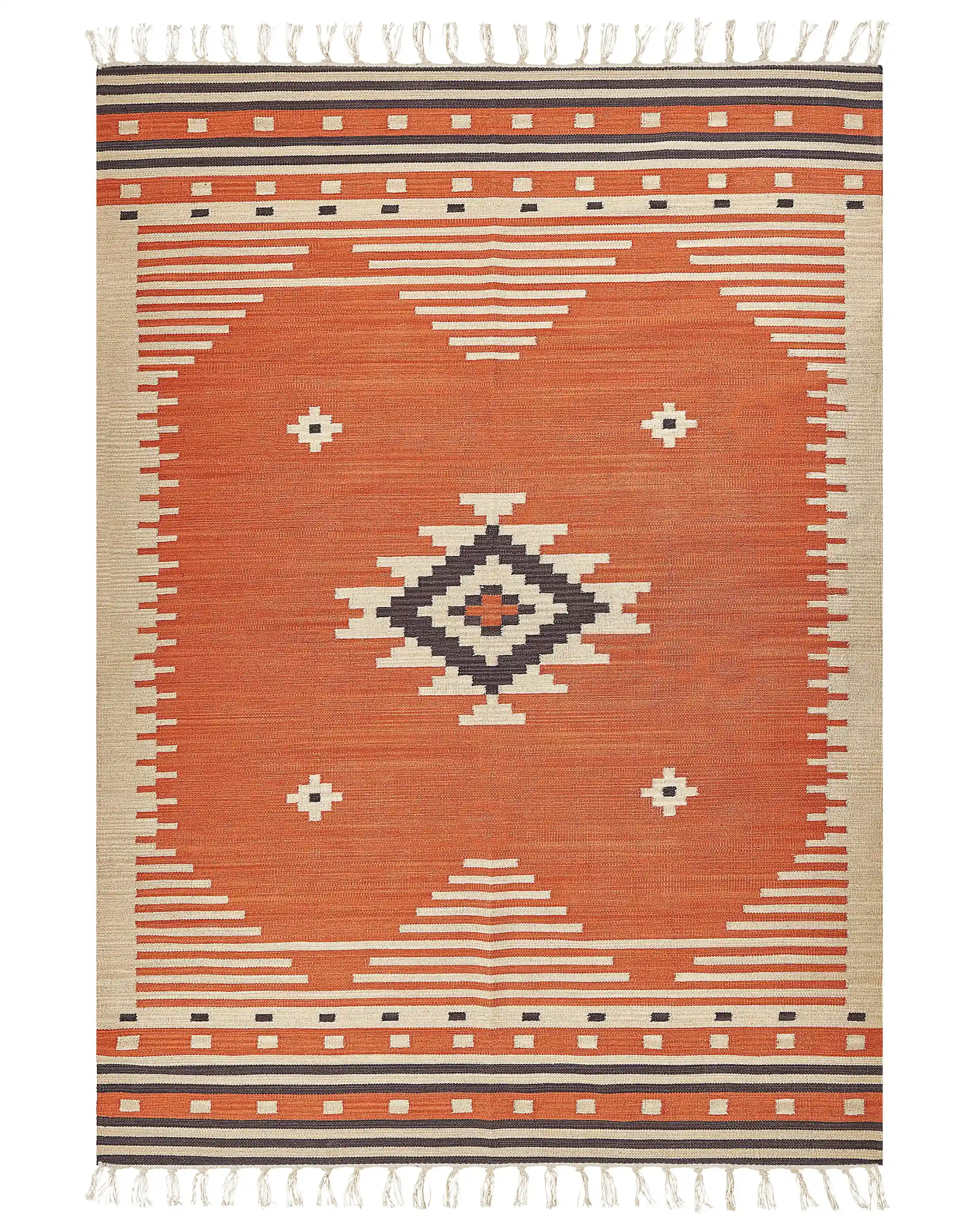 Rug GAVAR Orange 200 x 300 cm Cotton Kilim
